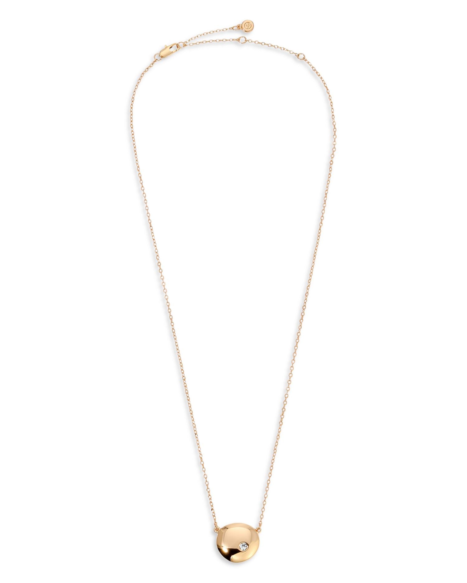 Pavé Skipping Stone Pendant Necklace in 18K Gold Plated, 17-20'