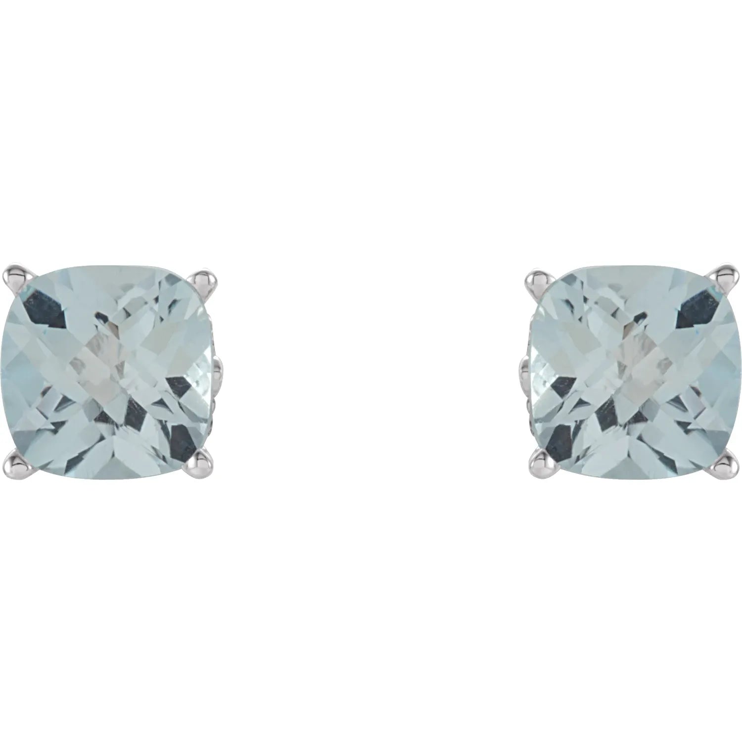 Sterling Silver 5x5 mm Cushion Natural Sky Blue Topaz Earrings