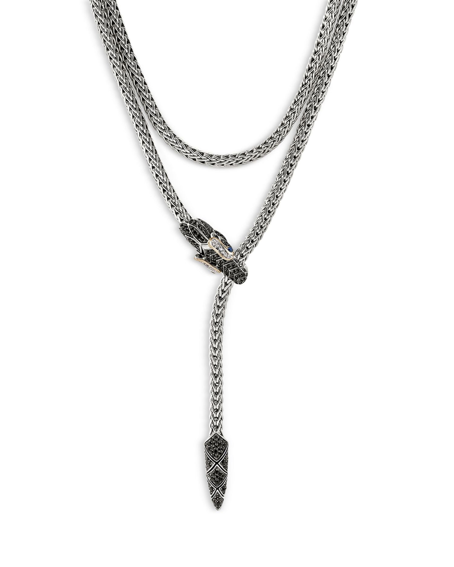 Sterling Silver & 14K Gold Naga Mixed Stone Lariat Necklace, 36"