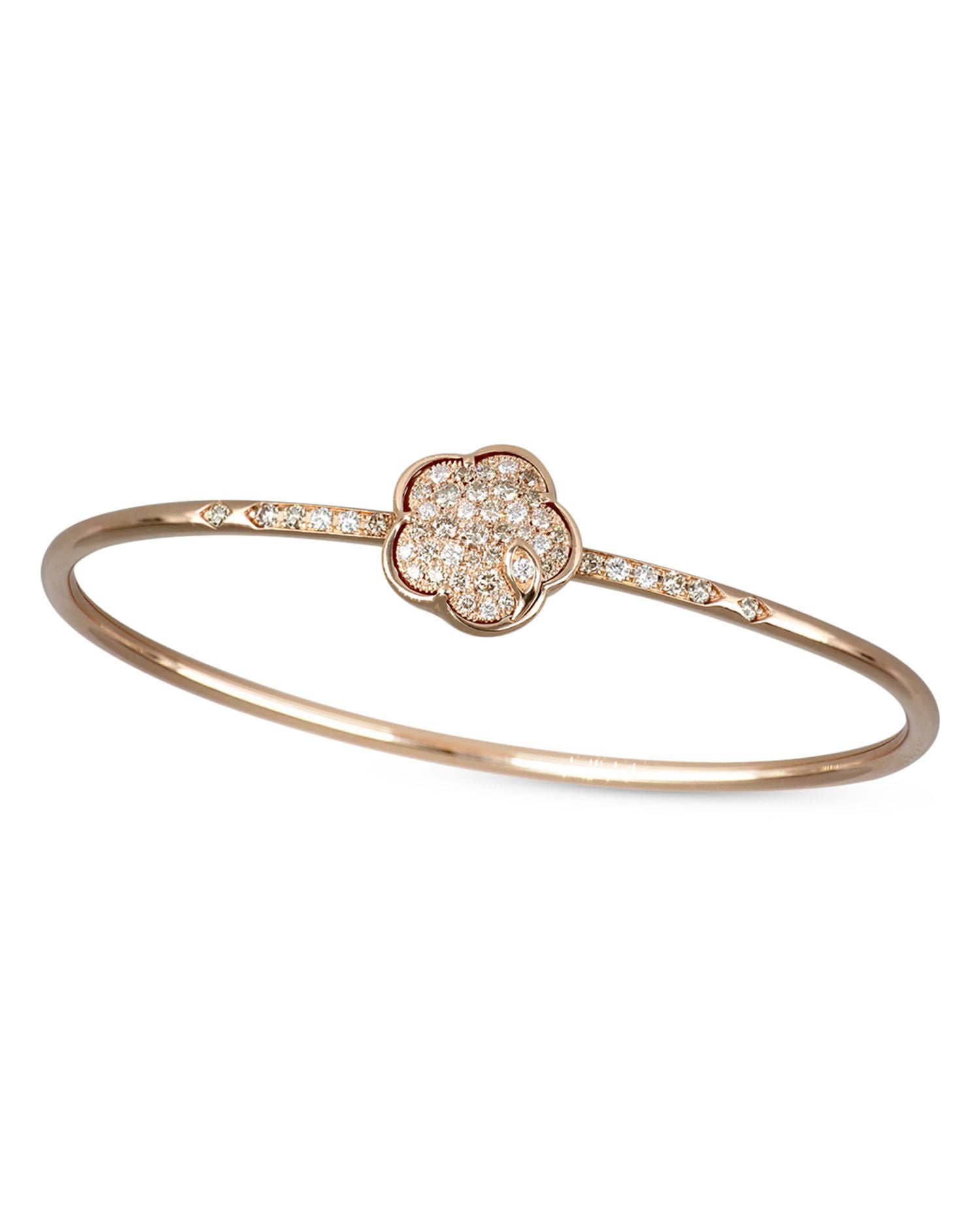 18K Rose Gold Petit Joli Diamond Flower Bangle Bracelet - Exclusive