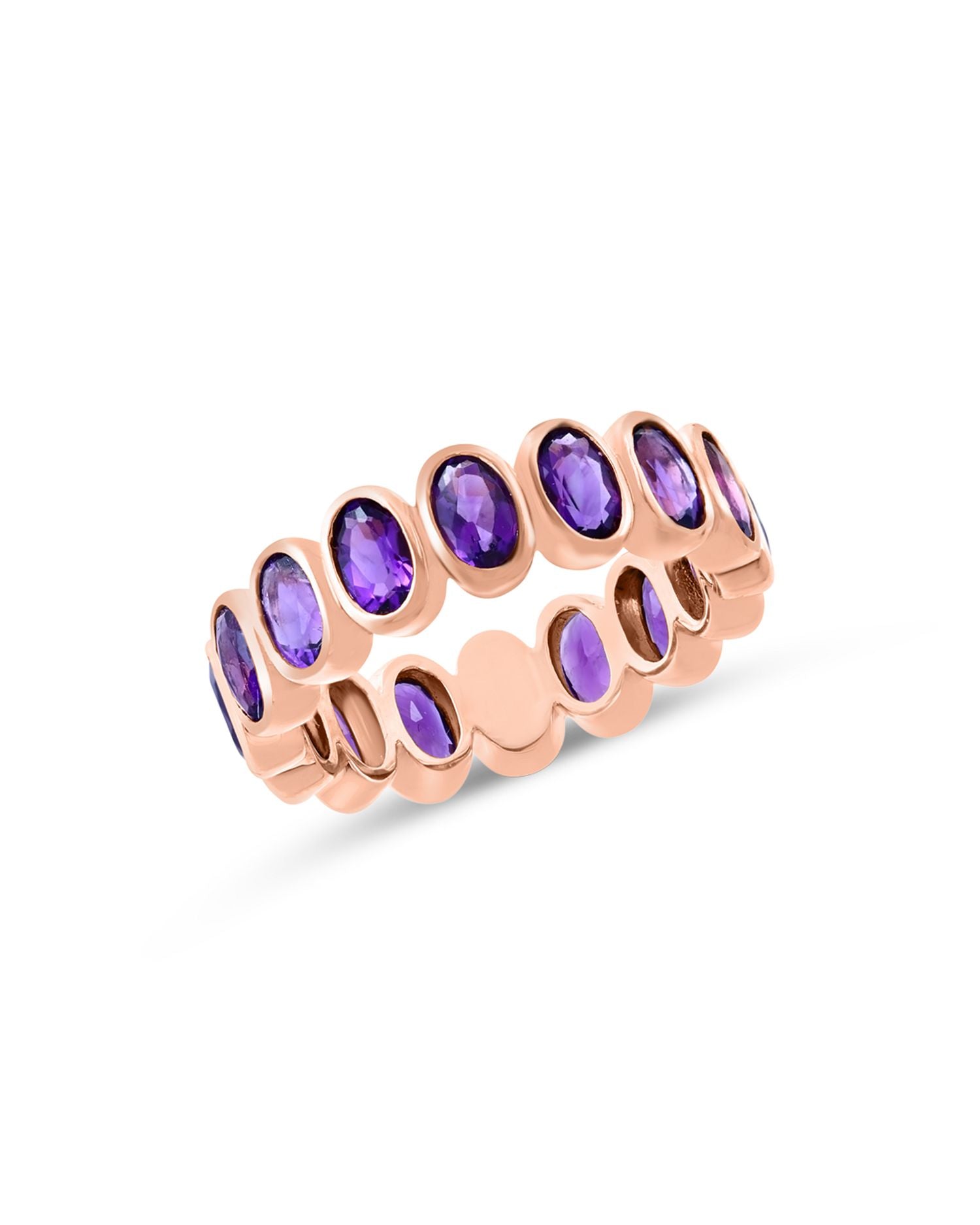 Amethyst Oval Eternity Band in 14K Rose Gold
