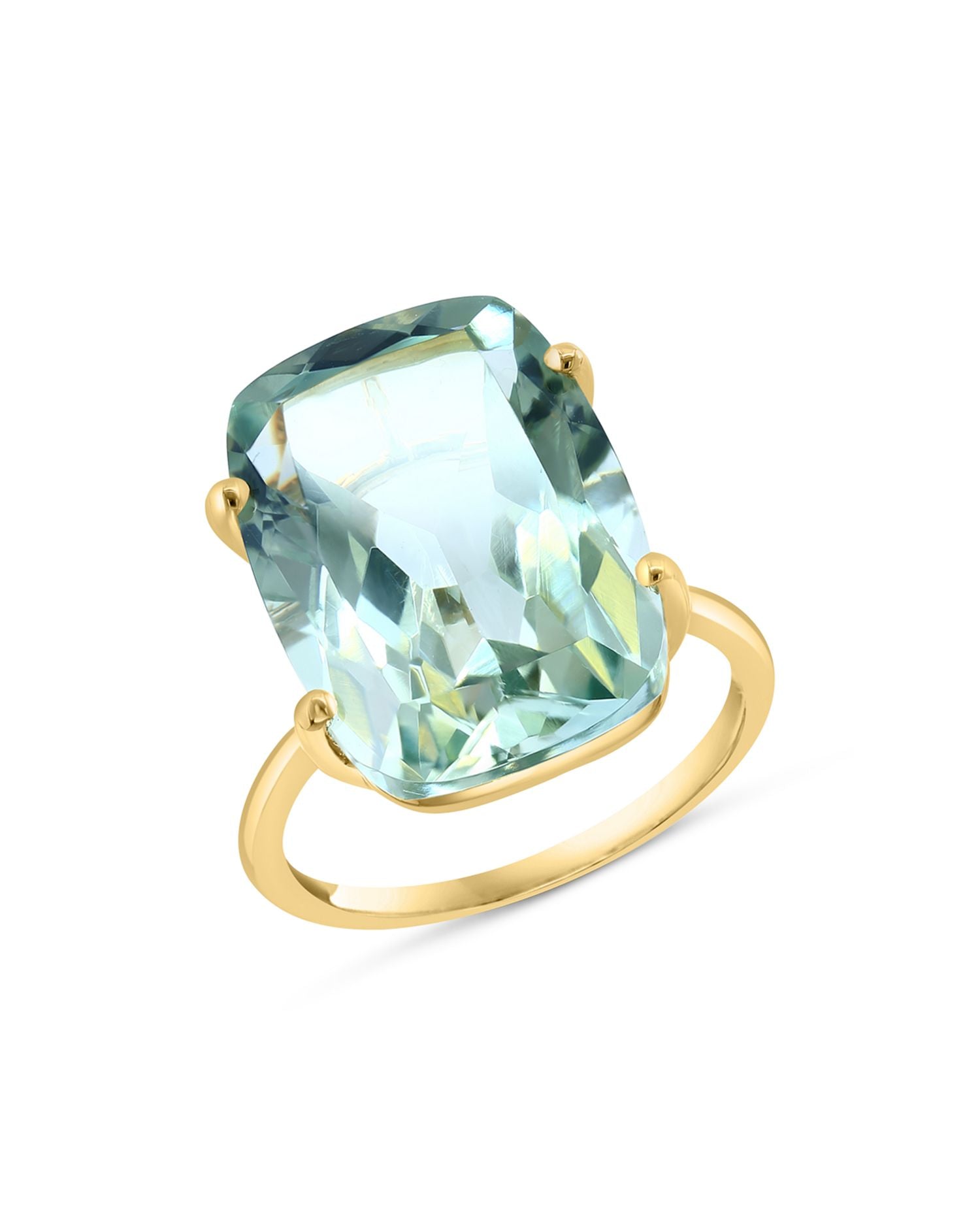 Prasiolite Statement Ring in 14K Yellow Gold