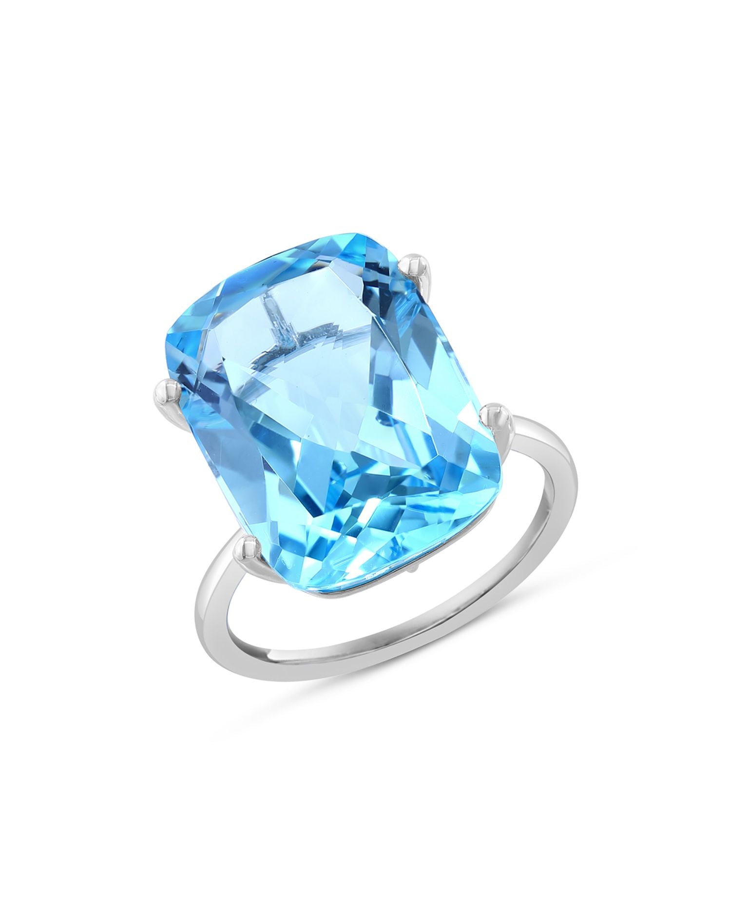 Sky Blue Topaz Statement Ring in 14K White Gold