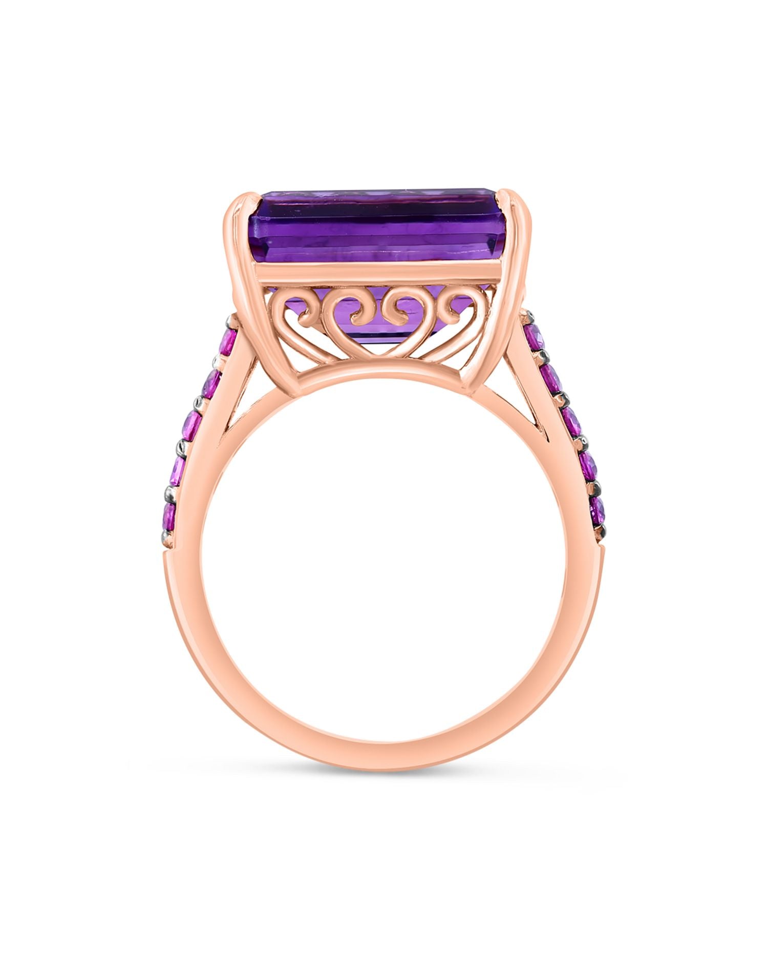 Amethyst & Pink Sapphire Statement Ring in 14K Rose Gold