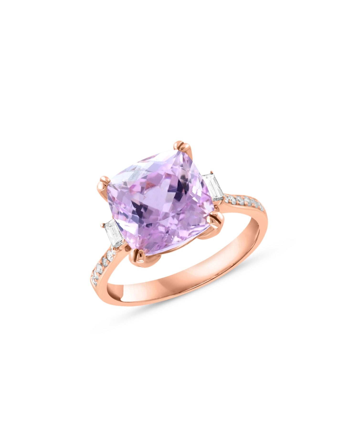 Kunzite & Diamond Ring in 14K Rose Gold