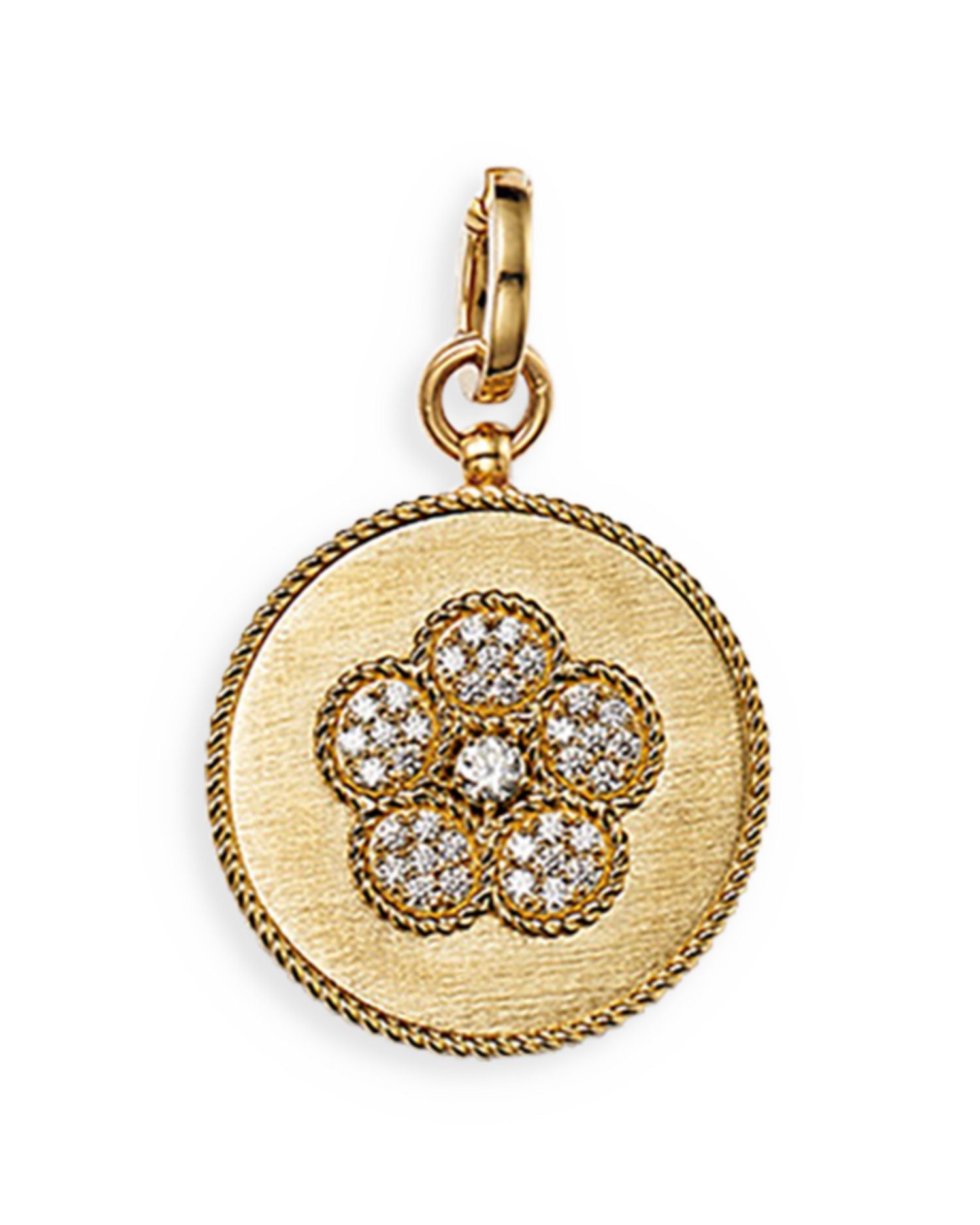 18K Yellow Gold Daisy Diamond Flower Medallion Pendant - Exclusive