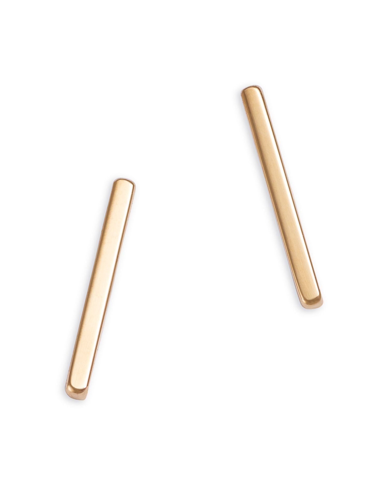 14K Yellow Gold Gold Bars Thin Bar Stud Earrings