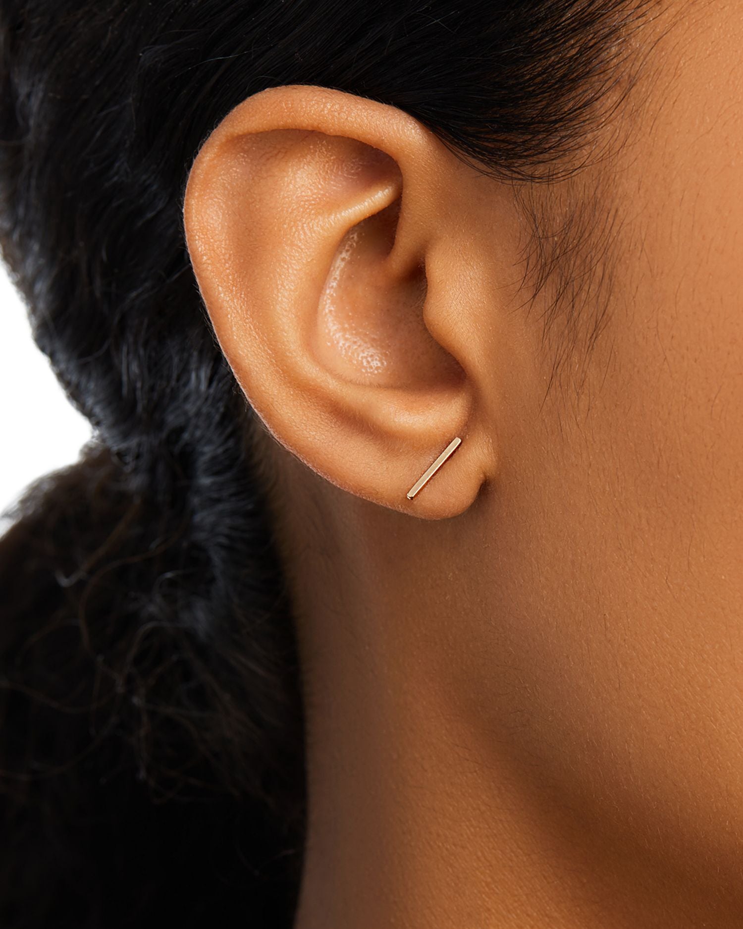 14K Yellow Gold Gold Bars Thin Bar Stud Earrings