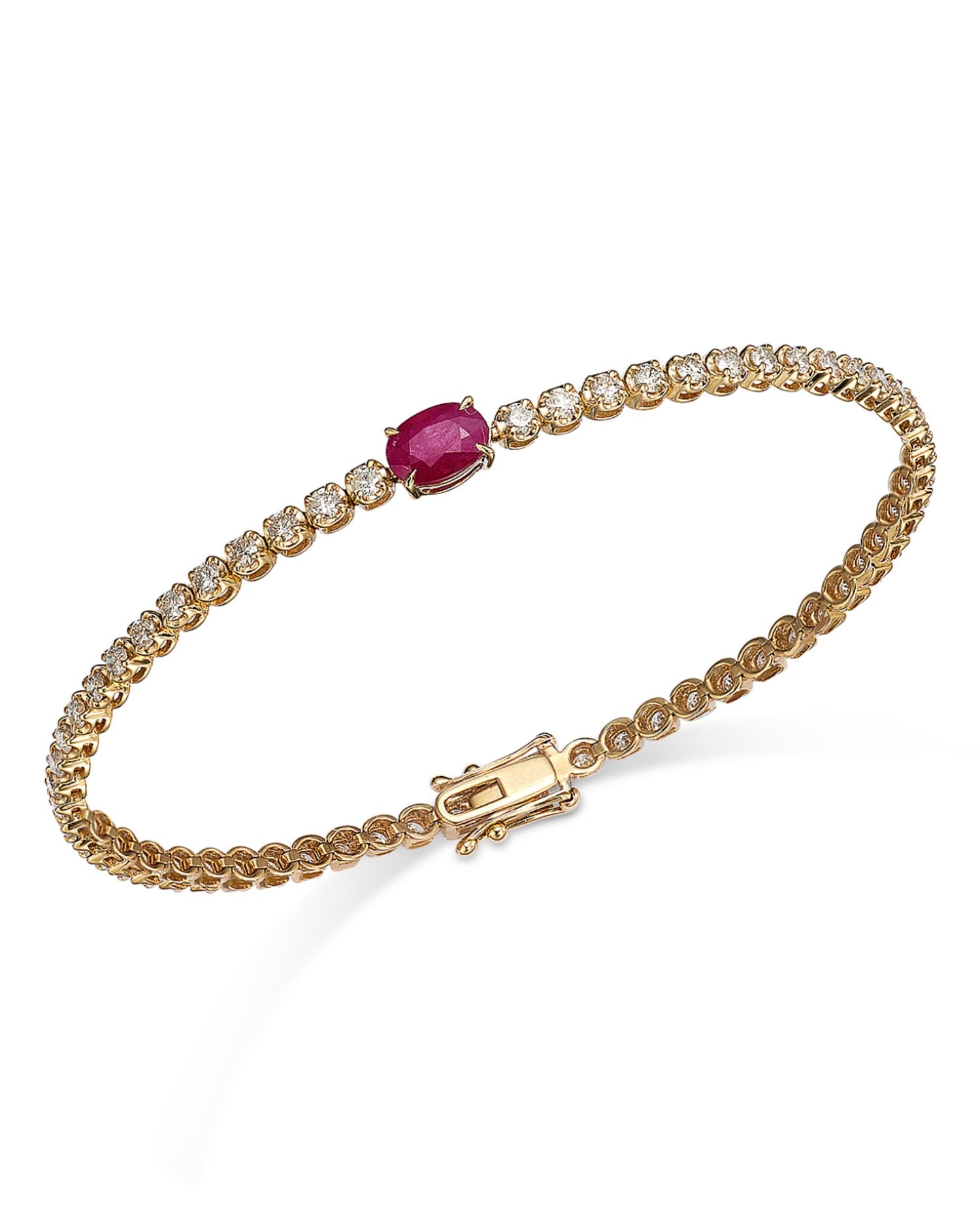 Ruby & Diamond Station Tennis Bracelet in 14K Yellow Gold