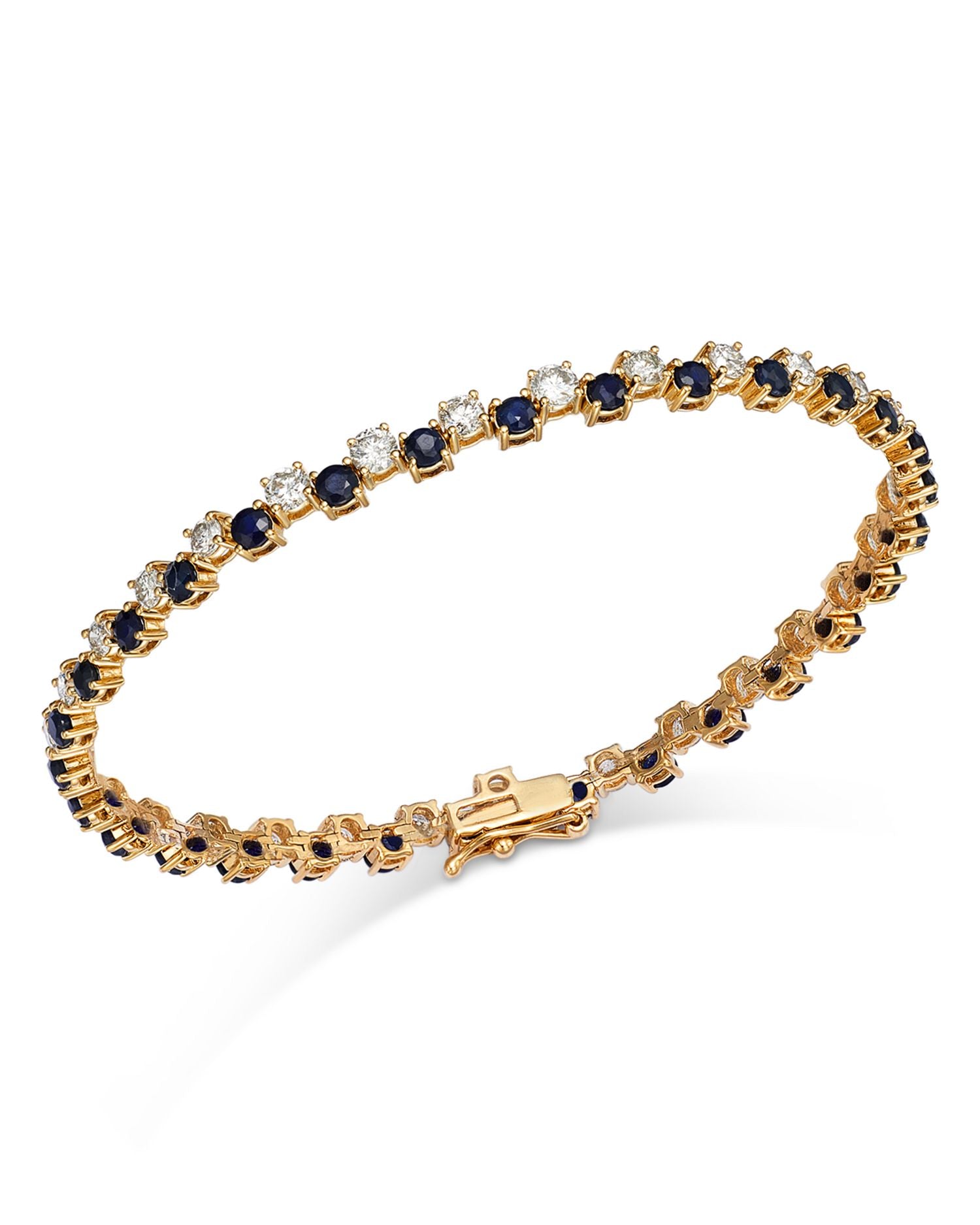 Precious Gemstone & Diamond Tennis Bracelet in 14K Yellow Gold