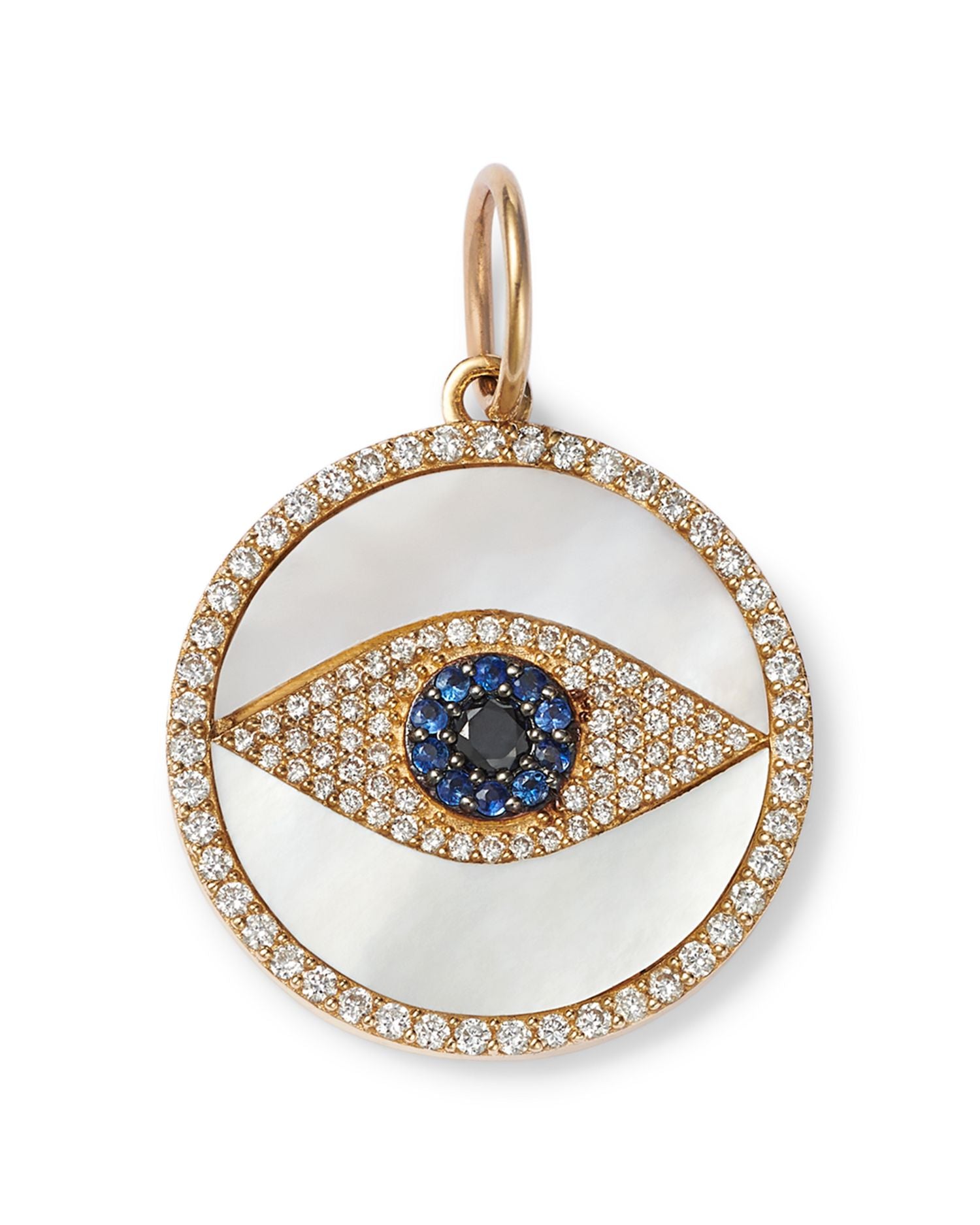 14K Yellow Gold Eye of Protection Diamond & Sapphire Pendant