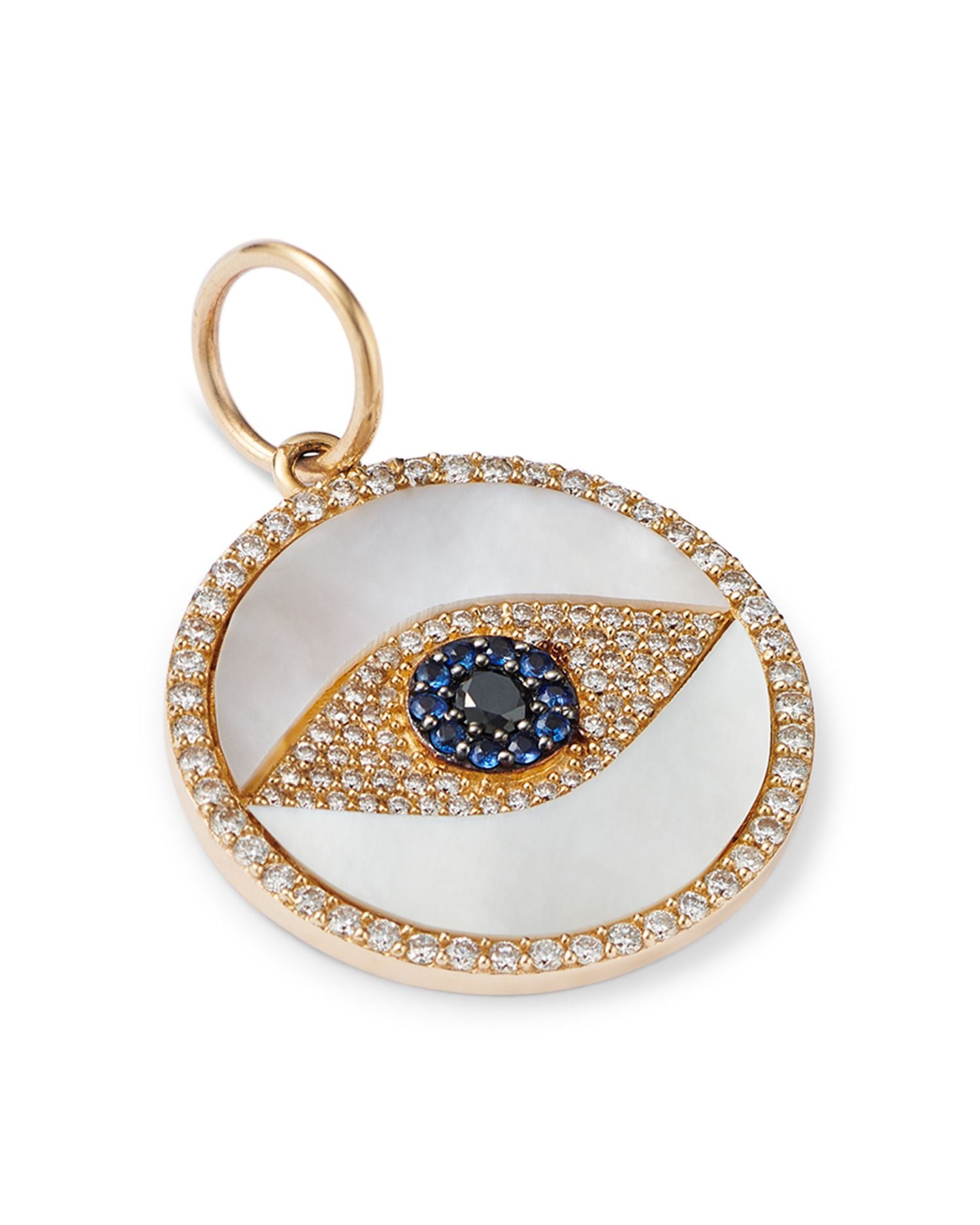 14K Yellow Gold Eye of Protection Diamond & Sapphire Pendant