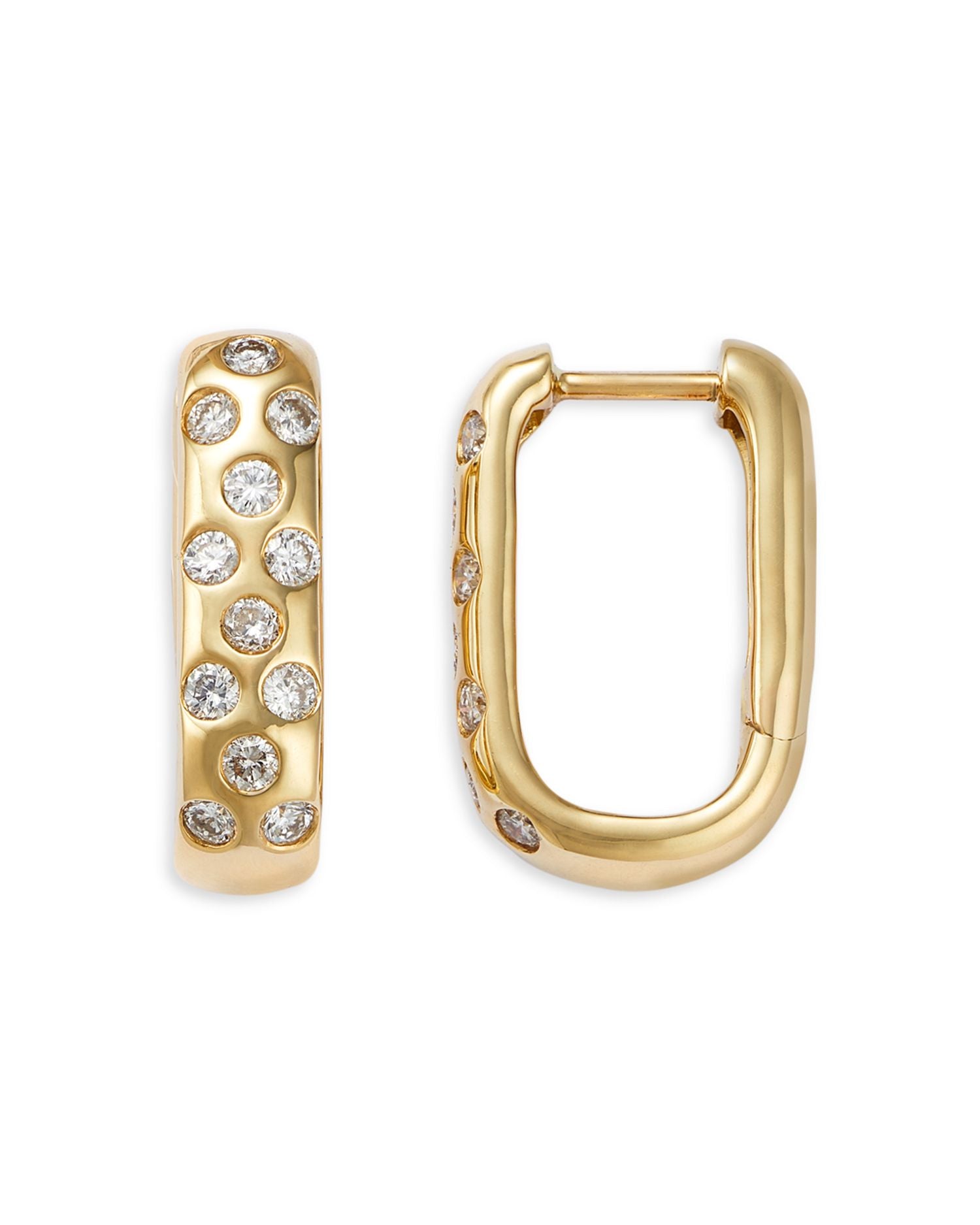 Diamond Rectangular Hoop Earrings in 14K Yellow Gold, 0.50 ct. t.w.