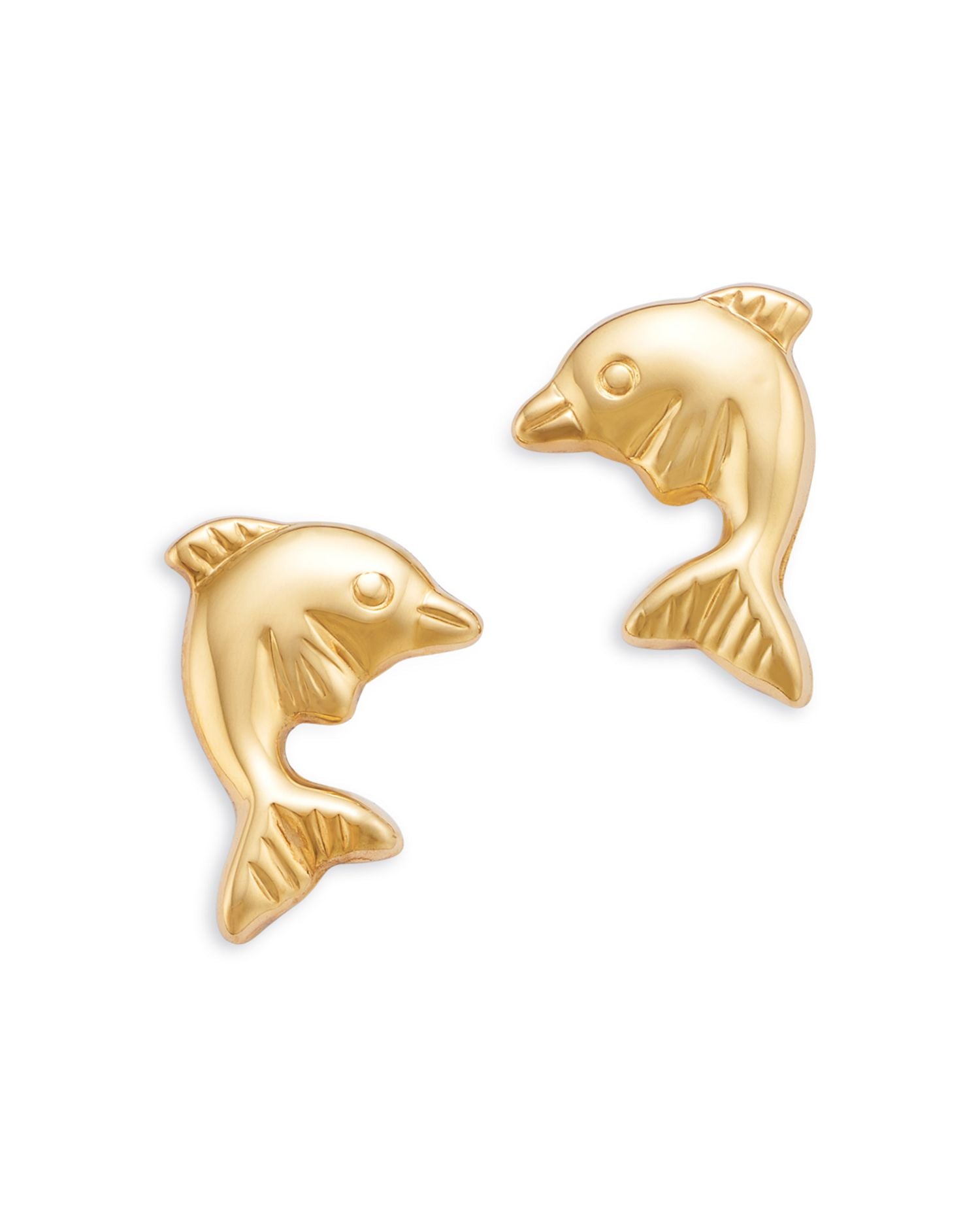 Children's Tiny Dolphin Screw Back Stud Earrings in 14K Yellow Gold