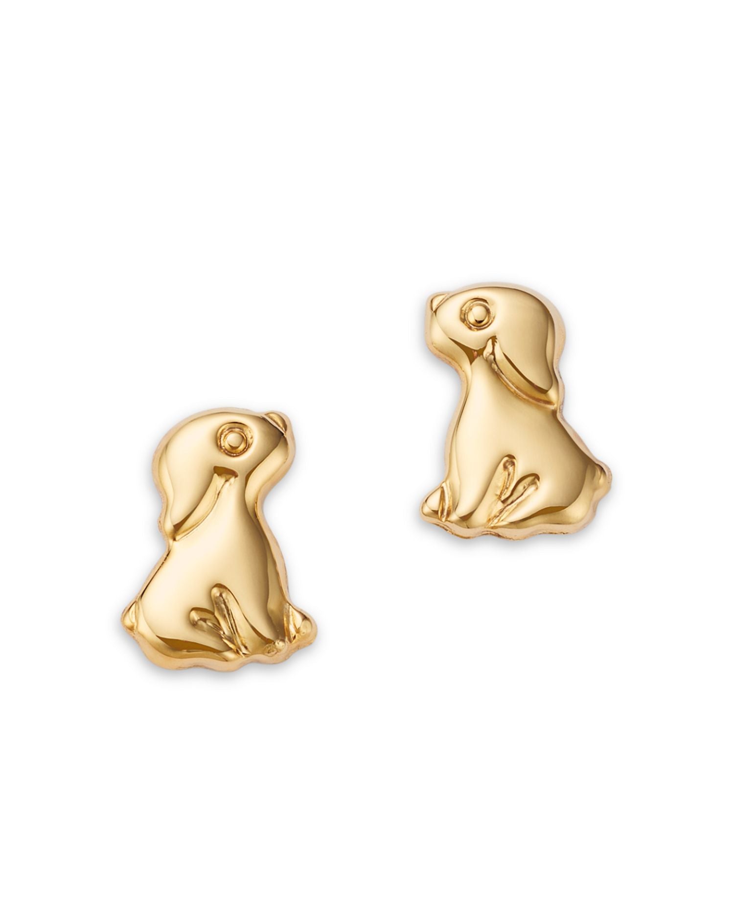 Children's Tiny Puppy Screw Back Stud Earrings in 14K Yellow Gold