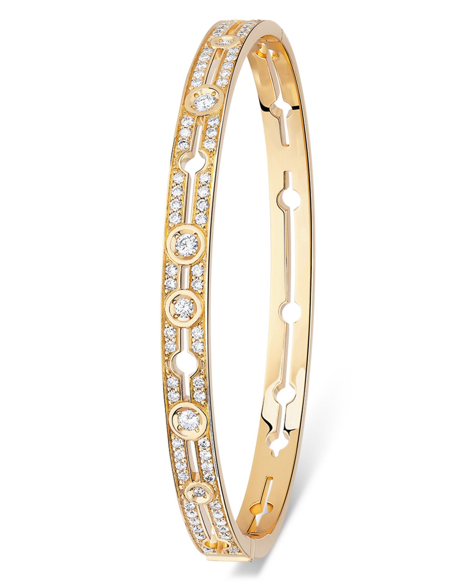 18K Yellow Gold Pulse Diamond Bangle Bracelet