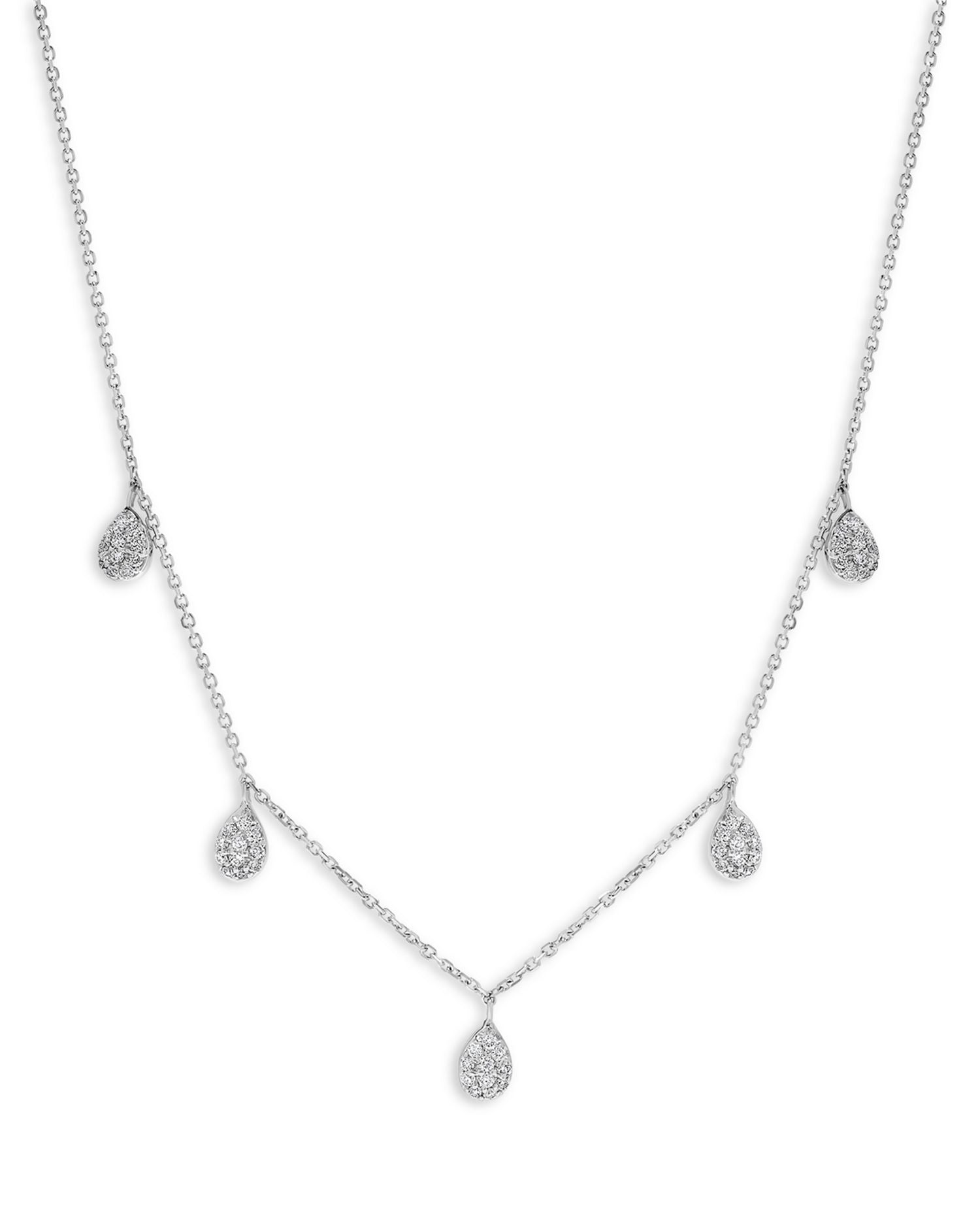 Diamond Teardrop Charm Statement Necklace in 14K White Gold, 0.40 ct. t.w.