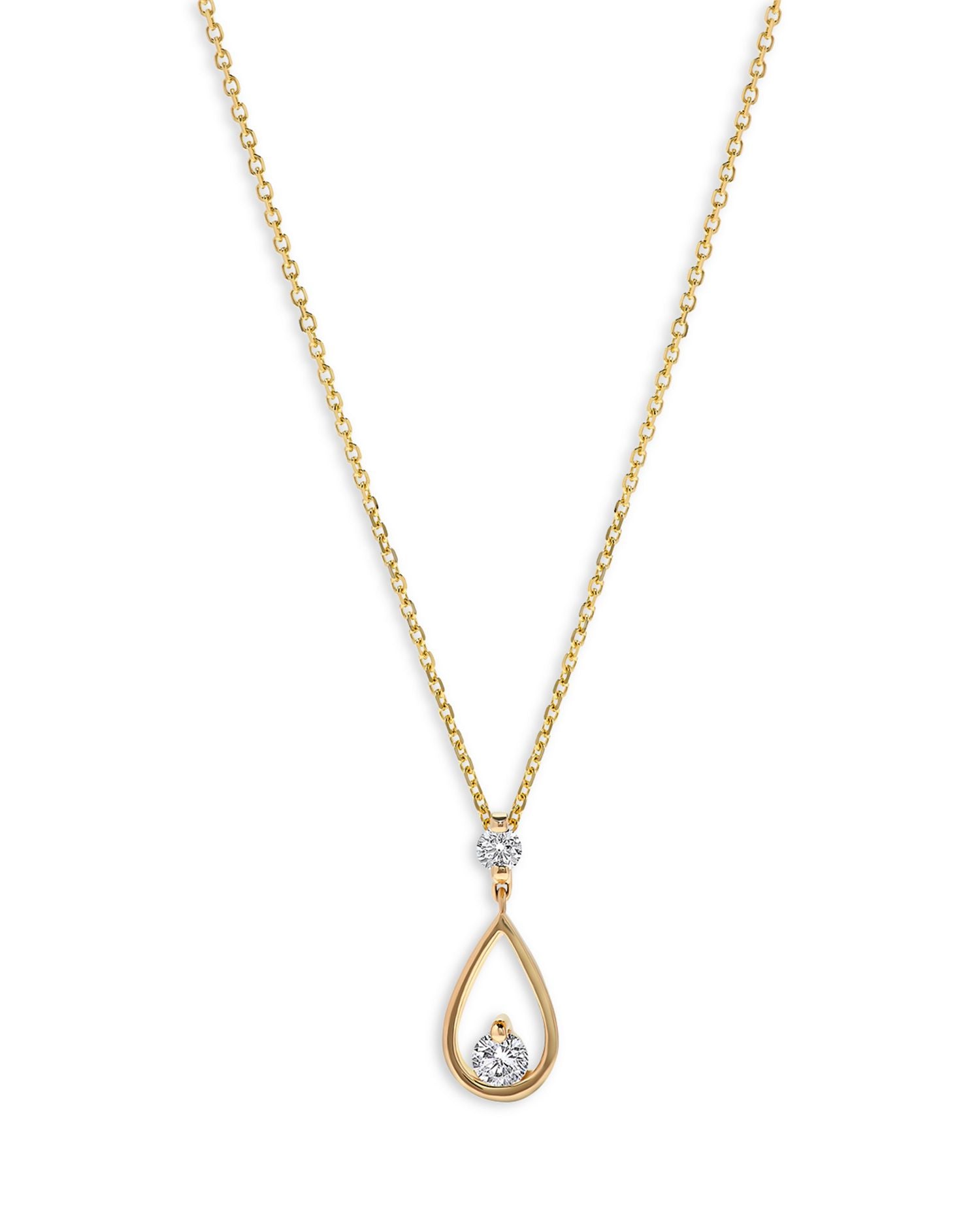 Diamond Teardrop Pendant Necklace in 14K Yellow Gold, 0.29 ct. t.w.