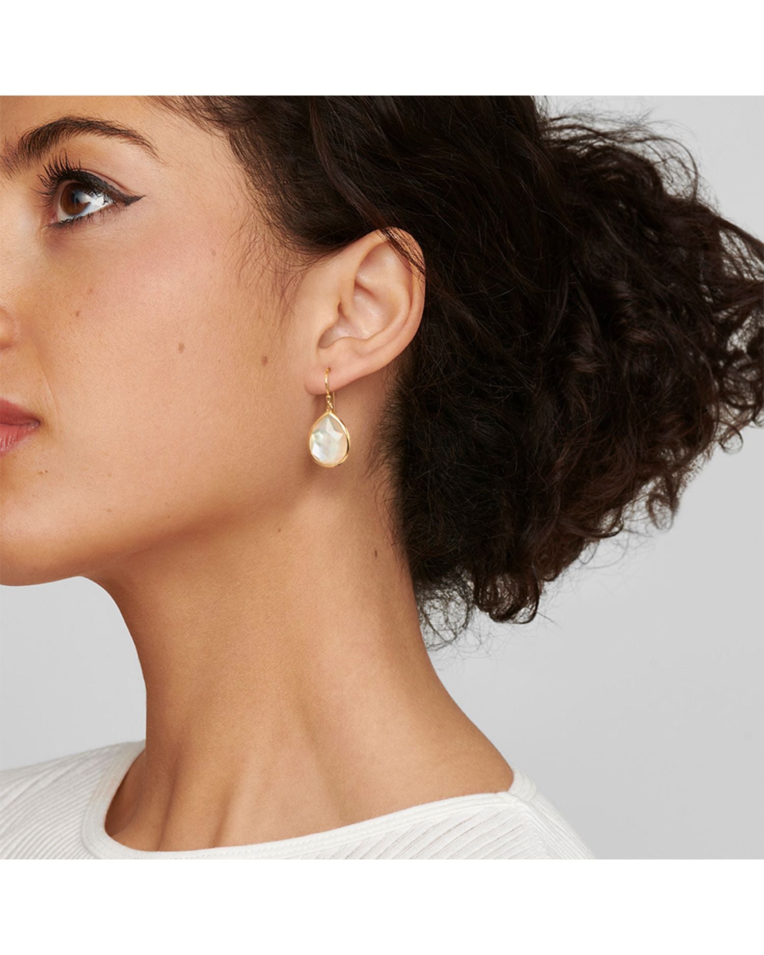 18K Yellow Gold Rock Candy® Rock Crystal & Mother of Pearl Pear Drop Earrings