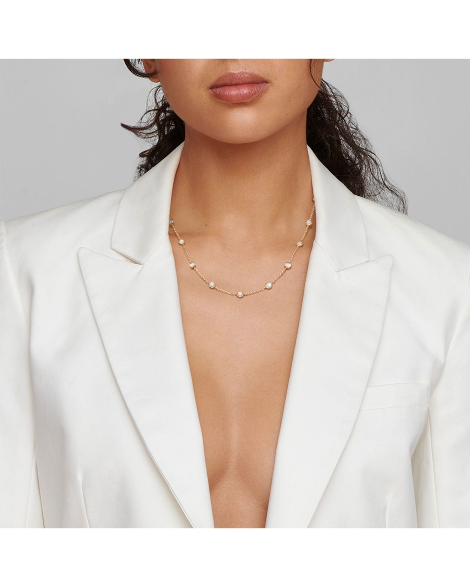 18K Yellow Gold Lollipop® Mother of Pearl Station Collar Necklace, 16-18'