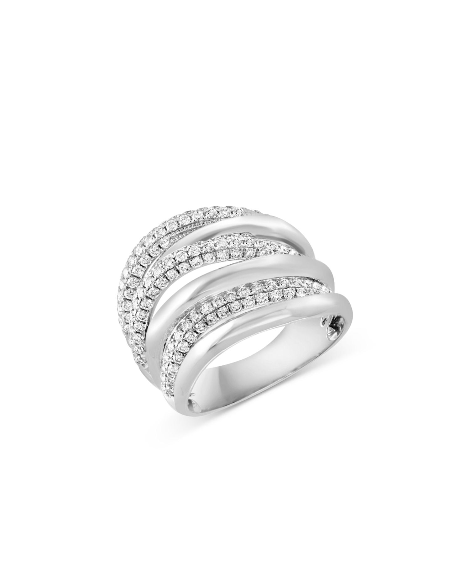Diamond Multirow Crossover Statement Ring in 14K White Gold, 1.2 ct. t.w.