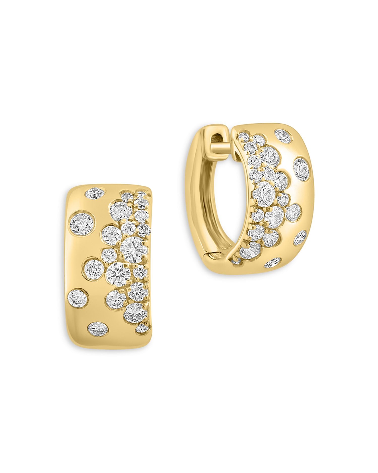 Scattered  Diamond Huggie Hoop Earrings in 14K Yellow Gold, 0.5 ct. t.w.