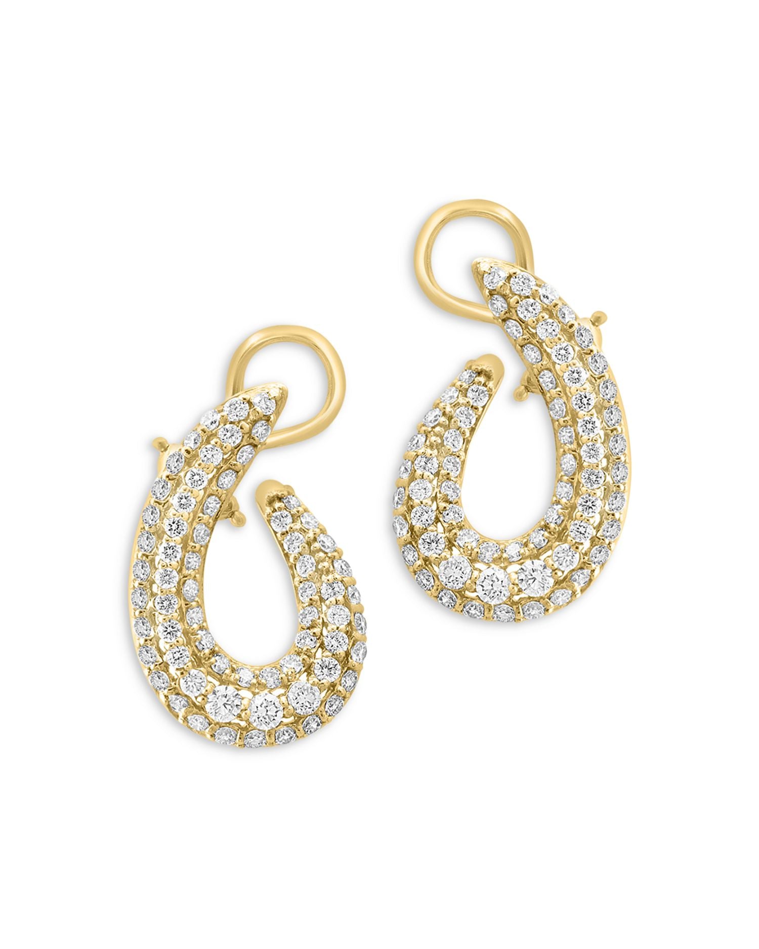 Diamond Pavé Spiral Hoop Earrings in 14K Yellow Gold, 2.50 ct. t.w.