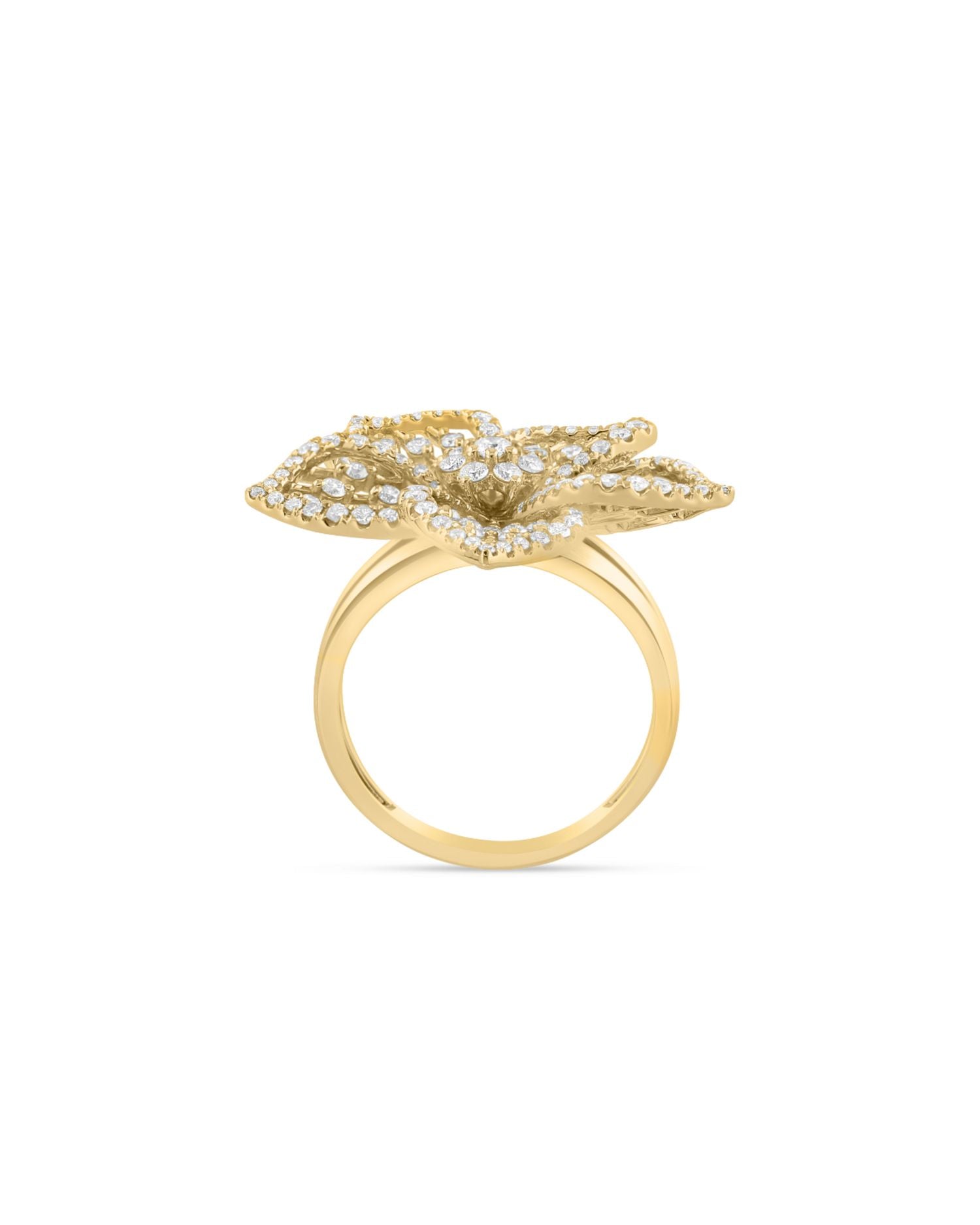 Diamond Flower Statement Ring in 14K Yellow Gold, 1.50 ct. t.w.