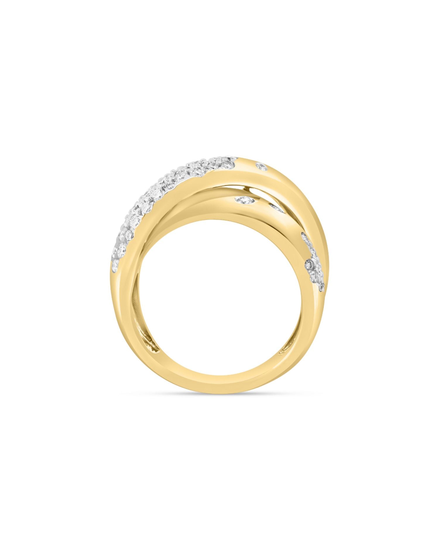 Diamond Pavé Crossover Ring in 14K Yellow Gold, 0.75 ct. t.w.