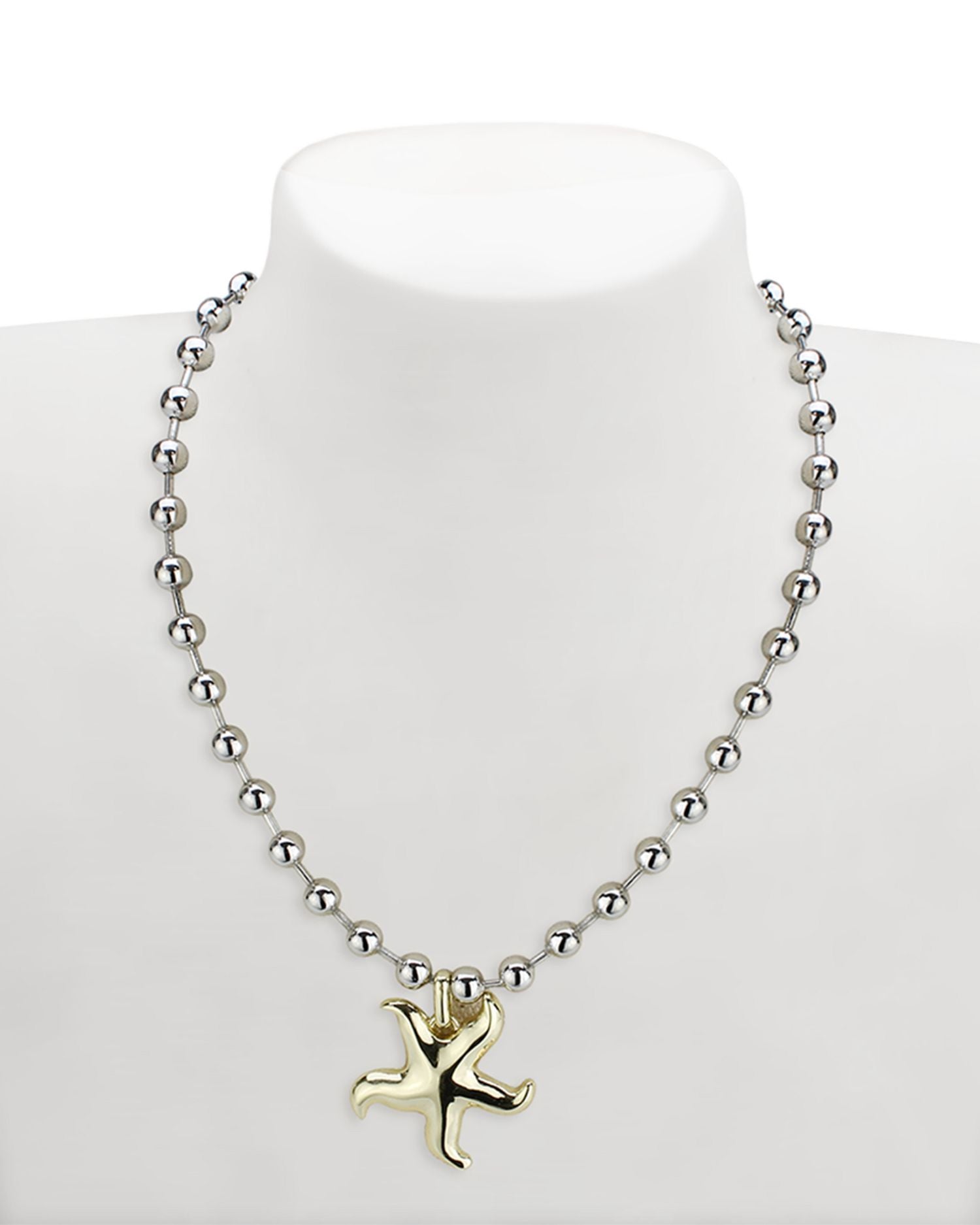 Eno Two-Tone Starfish Bead Pendant Necklace, 16-19'