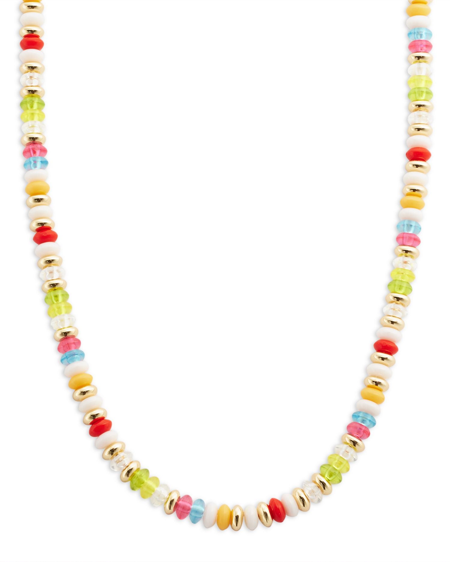 Multicolor Bead Collar Necklace in 14K Gold Plated, 16"-18" - Exclusive