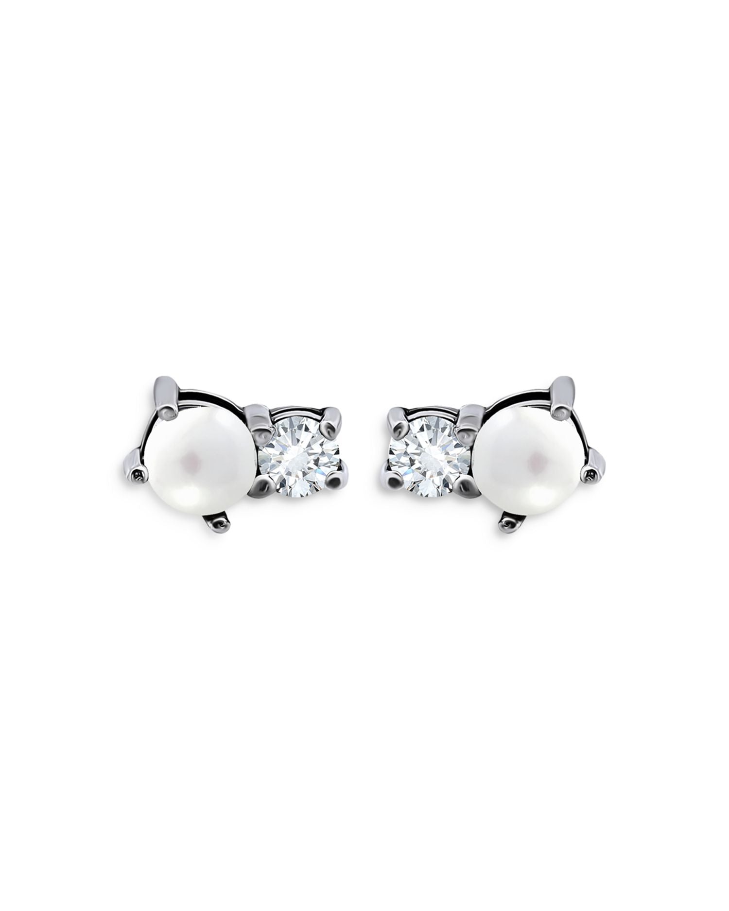 Cultured Freshwater Pearl & Cubic Zirconia Stud Earrings