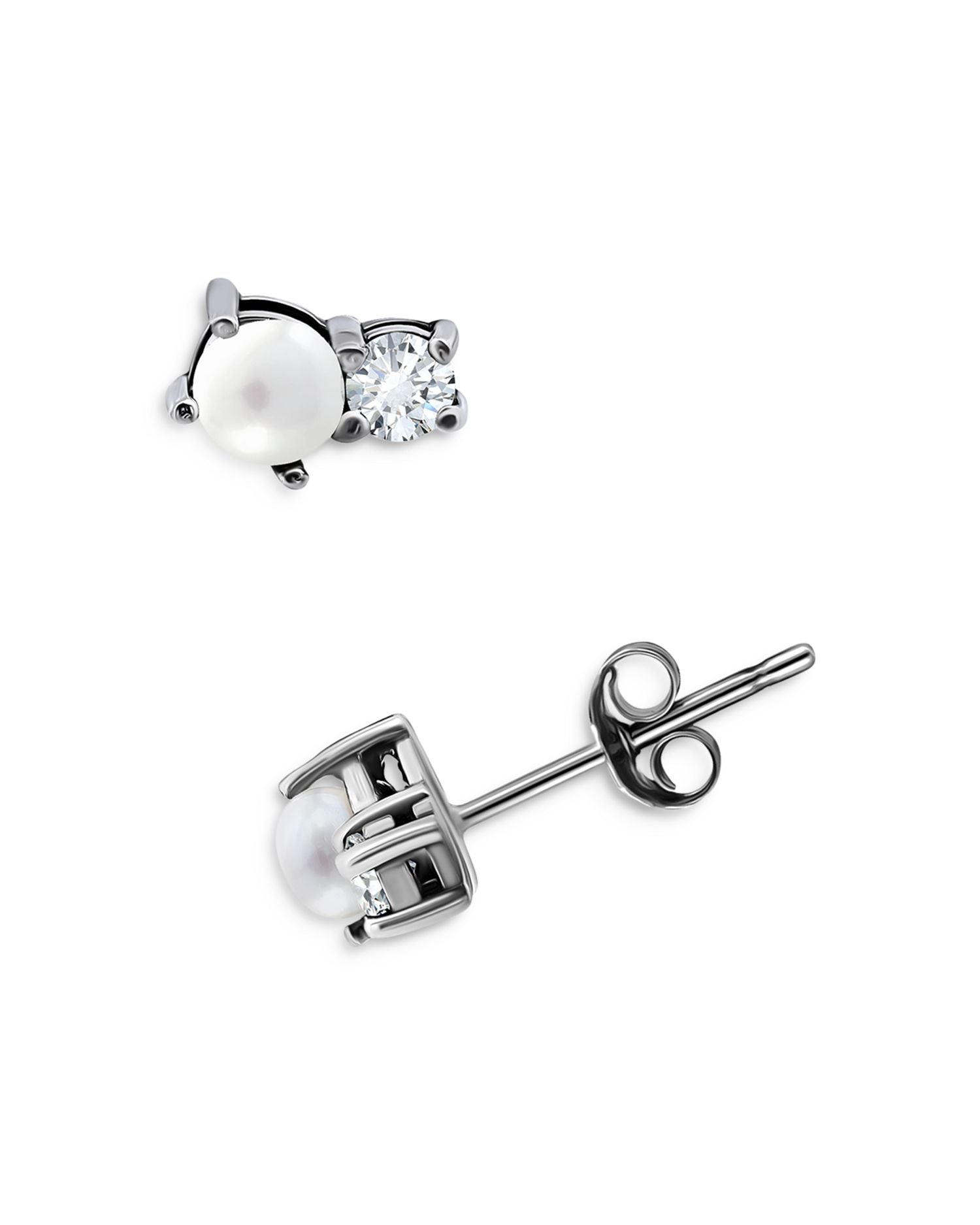 Cultured Freshwater Pearl & Cubic Zirconia Stud Earrings