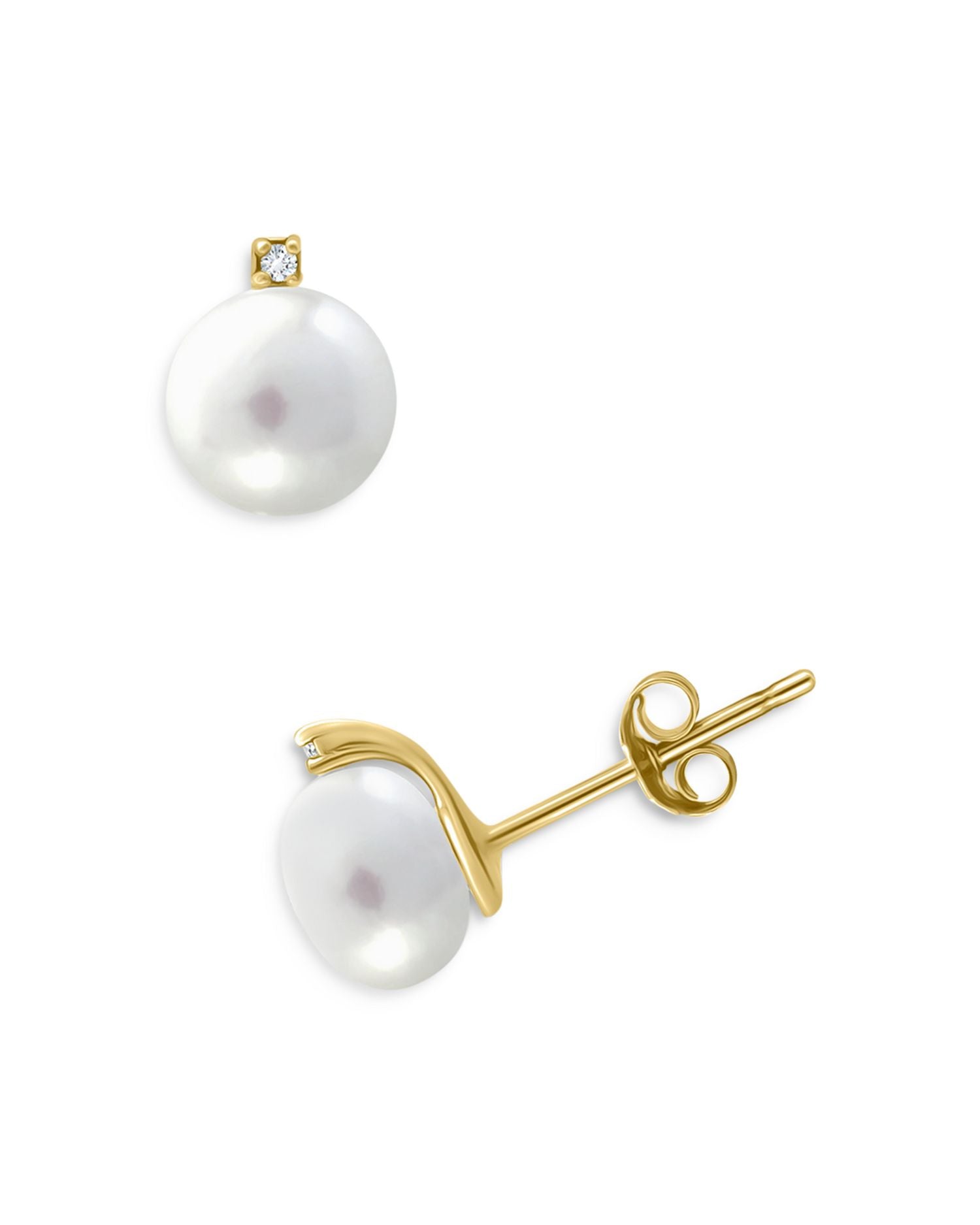 Cultured Freshwater Pearl & Cubic Zirconia Accent Stud Earrings