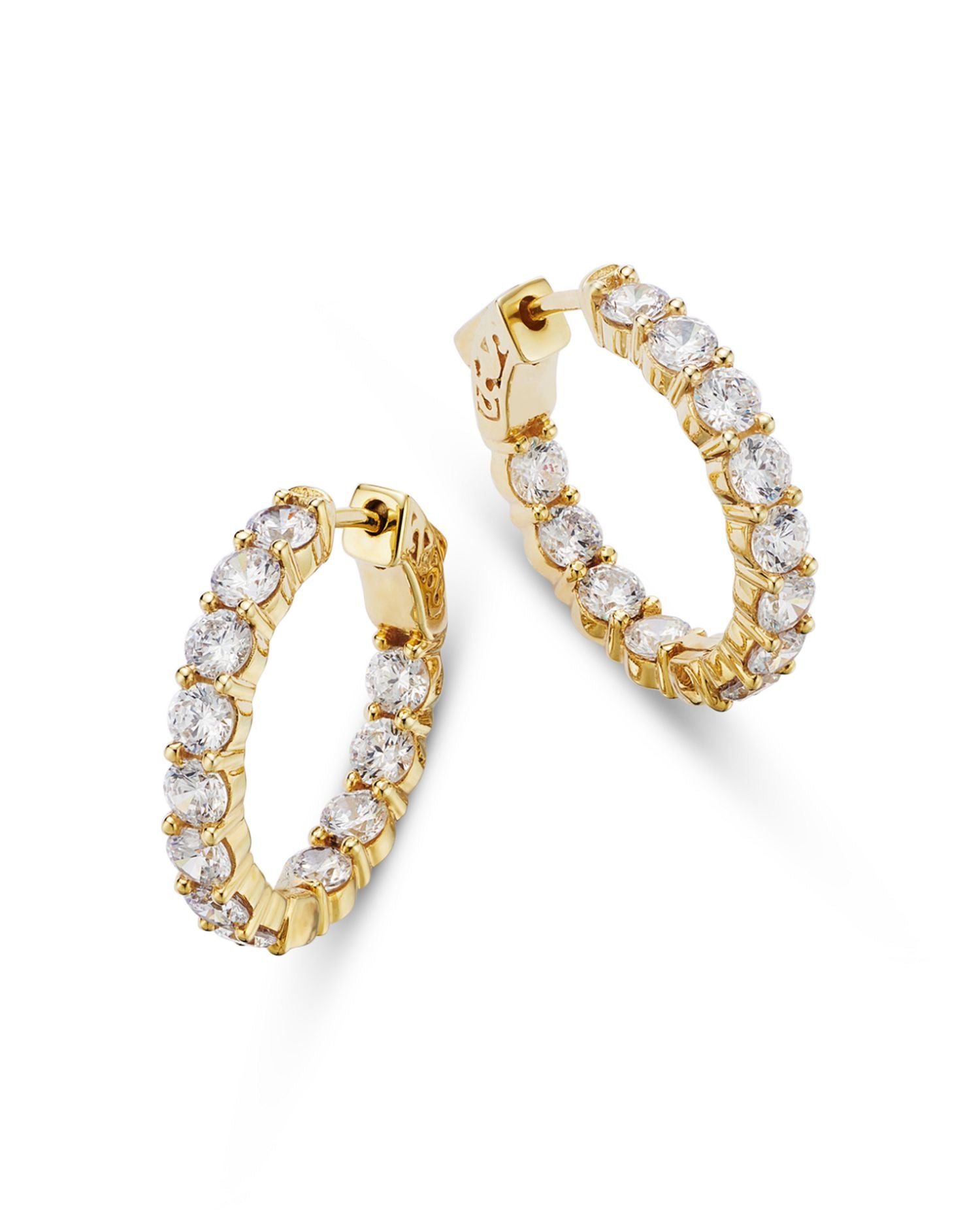 Diamond Inside Out Hoop Earrings in 14K Yellow Gold, 3.60 ct. t.w.