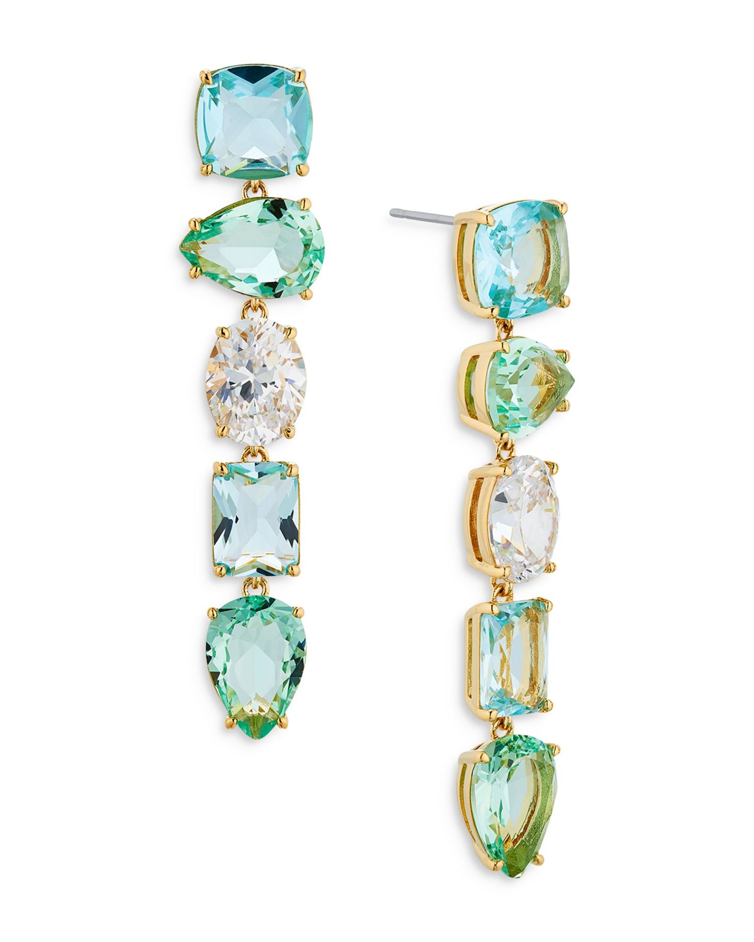Watercolor Linear Mixed Cut Drop Earrings in 18K Gold Plated