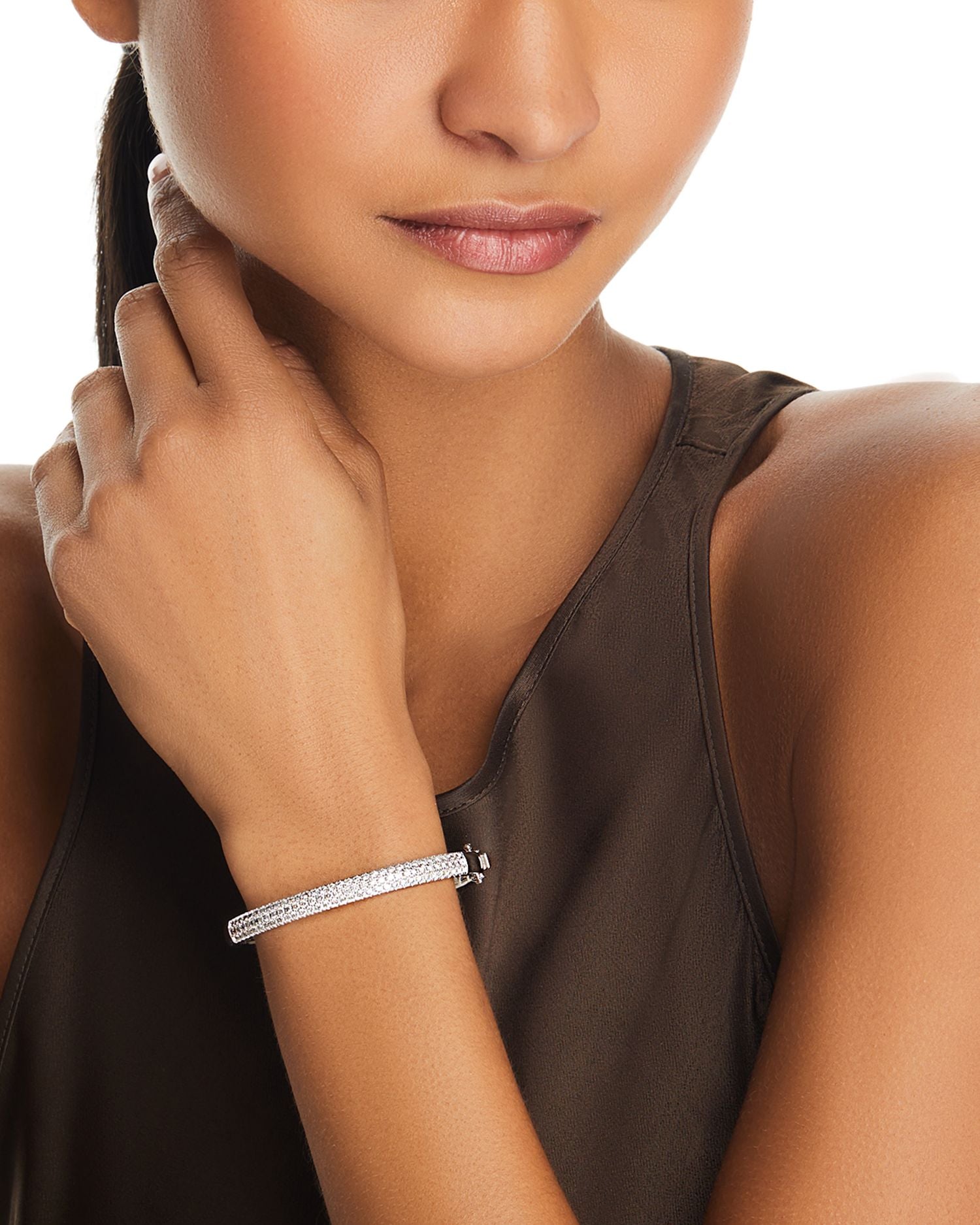 Diamond Pavé Bangle Bracelet in 14K White Gold, 2.50 ct. t.w.
