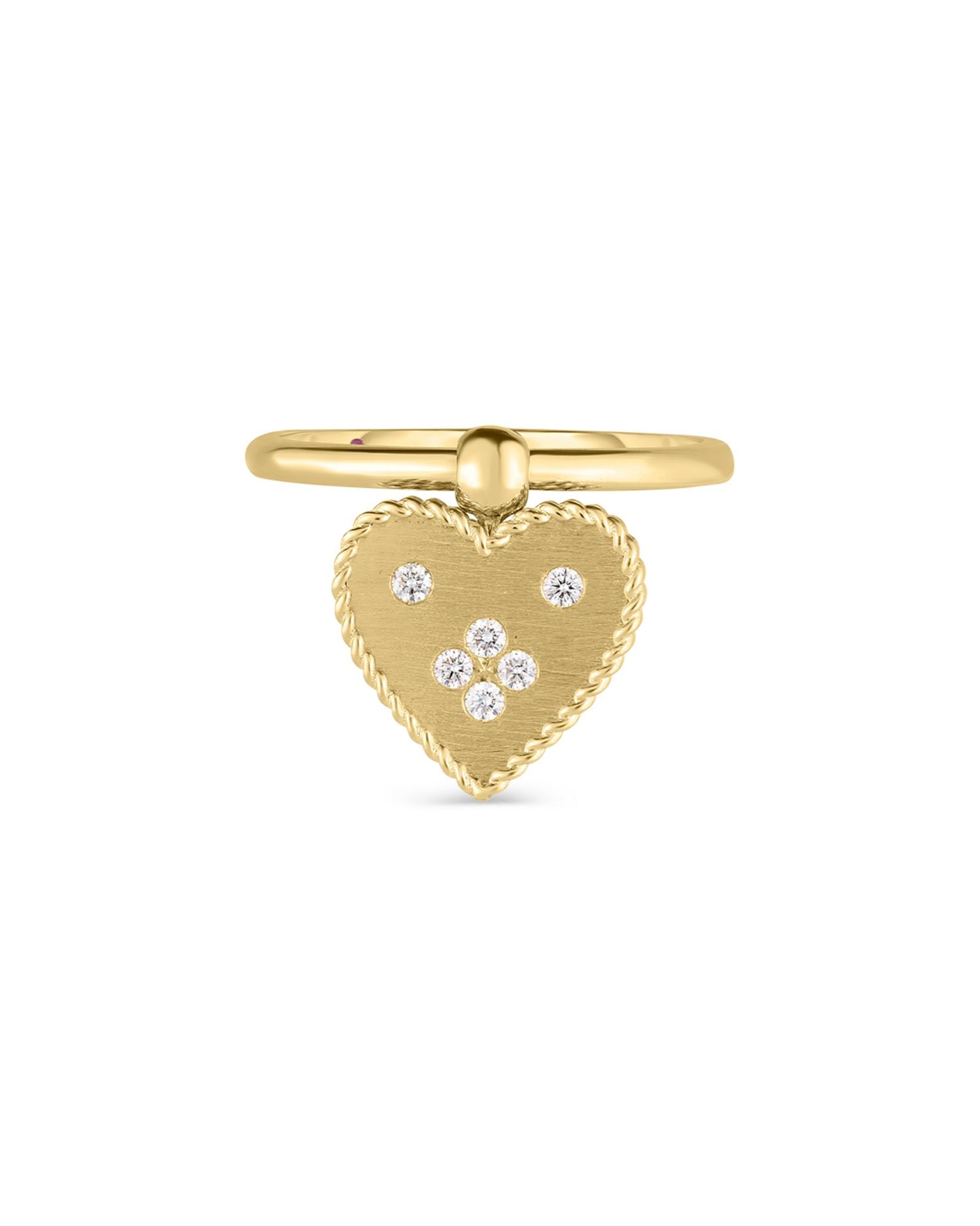 18K Yellow Gold Venetian Princess Diamond Heart Charm Ring