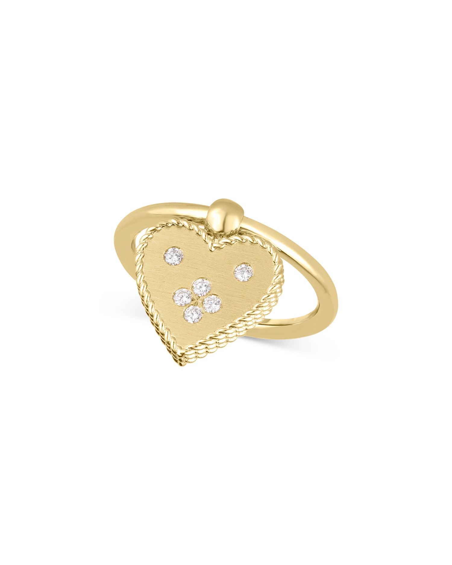 18K Yellow Gold Venetian Princess Diamond Heart Charm Ring