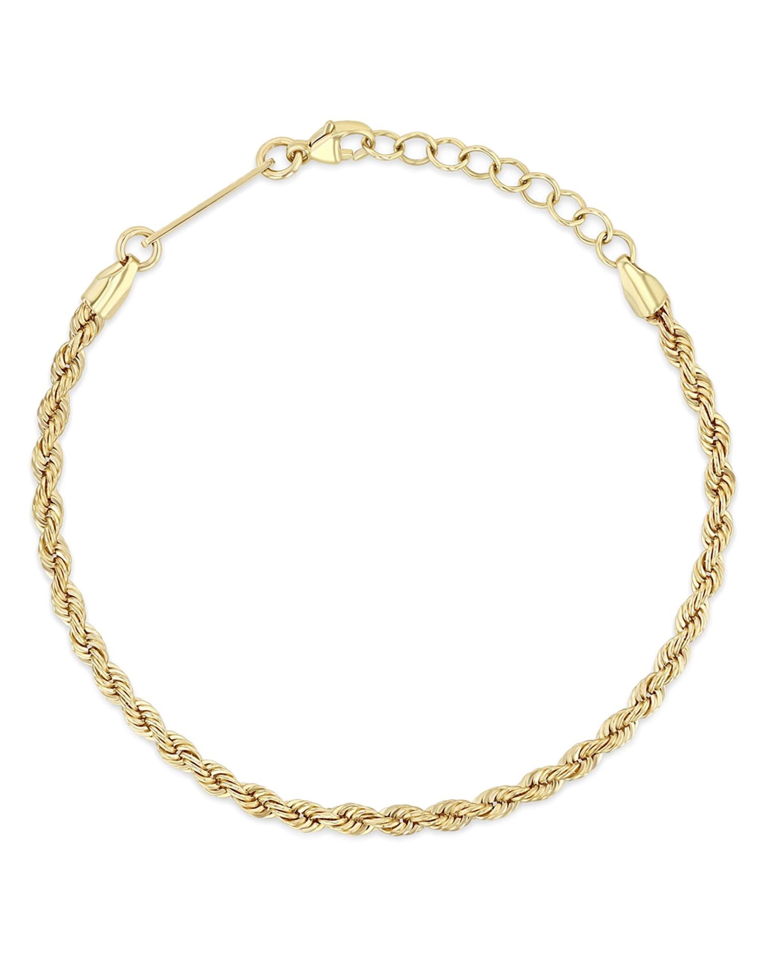 14K Yellow Gold Heavy Metal Rope Link Chain Bracelet