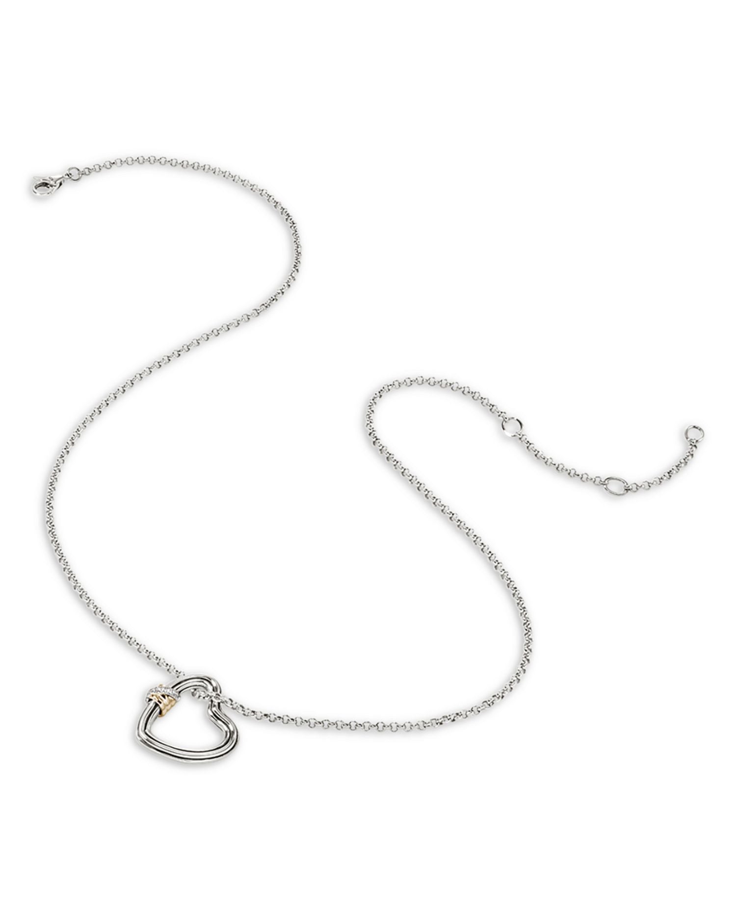 Sterling Silver & 14K Yellow Gold Bamboo Heart Pendant Necklace, 16'-18'