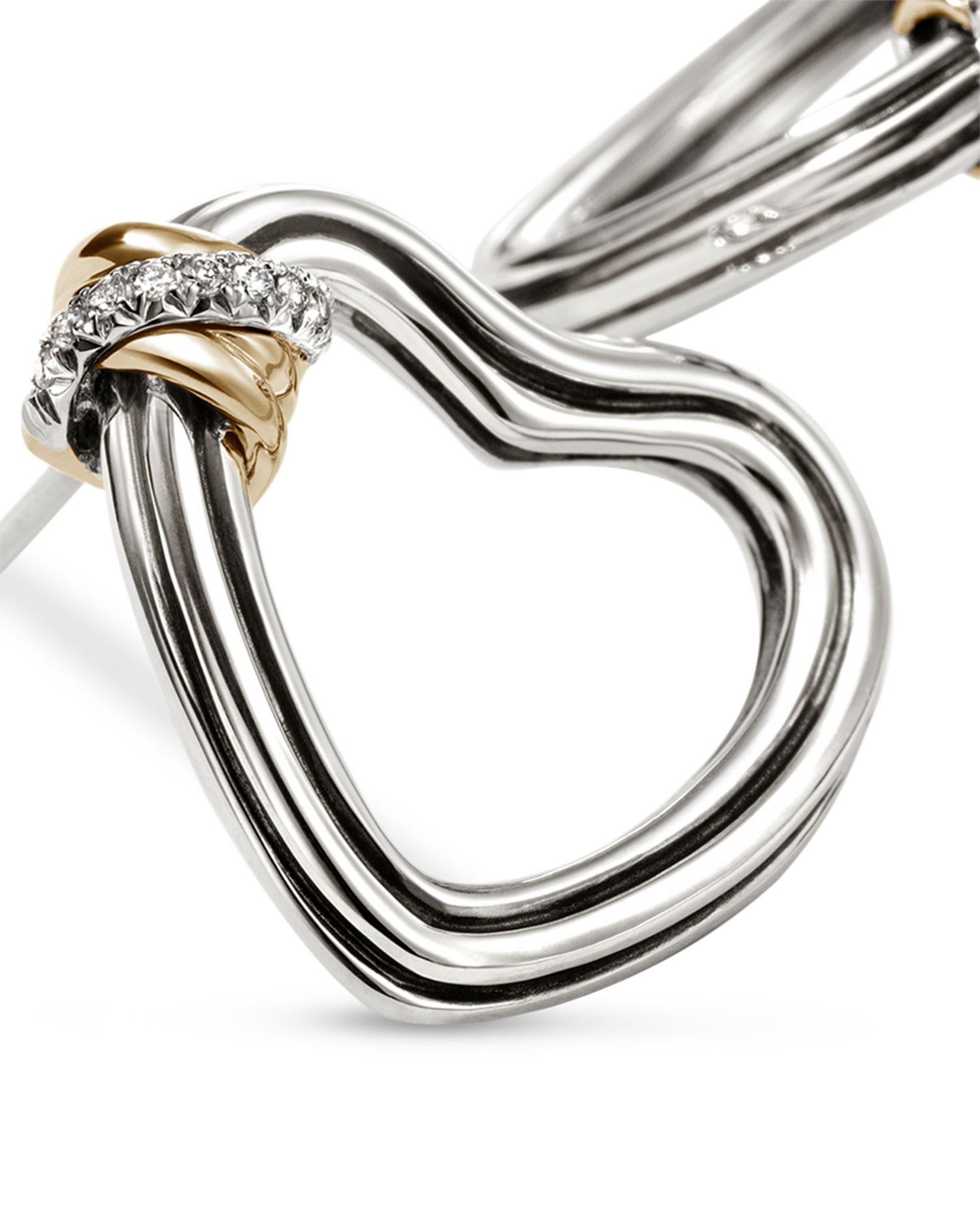 Sterling Silver & 14K Yellow Gold Bamboo Heart Drop Earrings