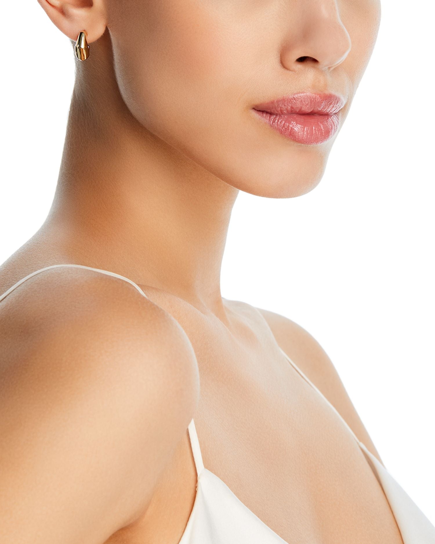 14K Yellow Gold Medium Wide Hoop Earrings