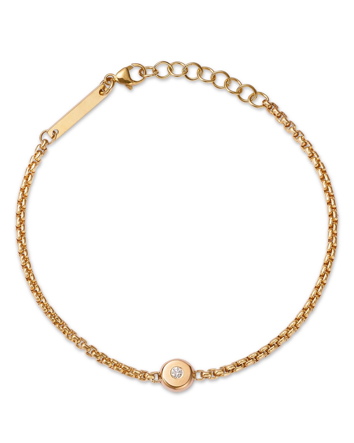14K Yellow Gold Diamond Nugget Box Chain Bracelet
