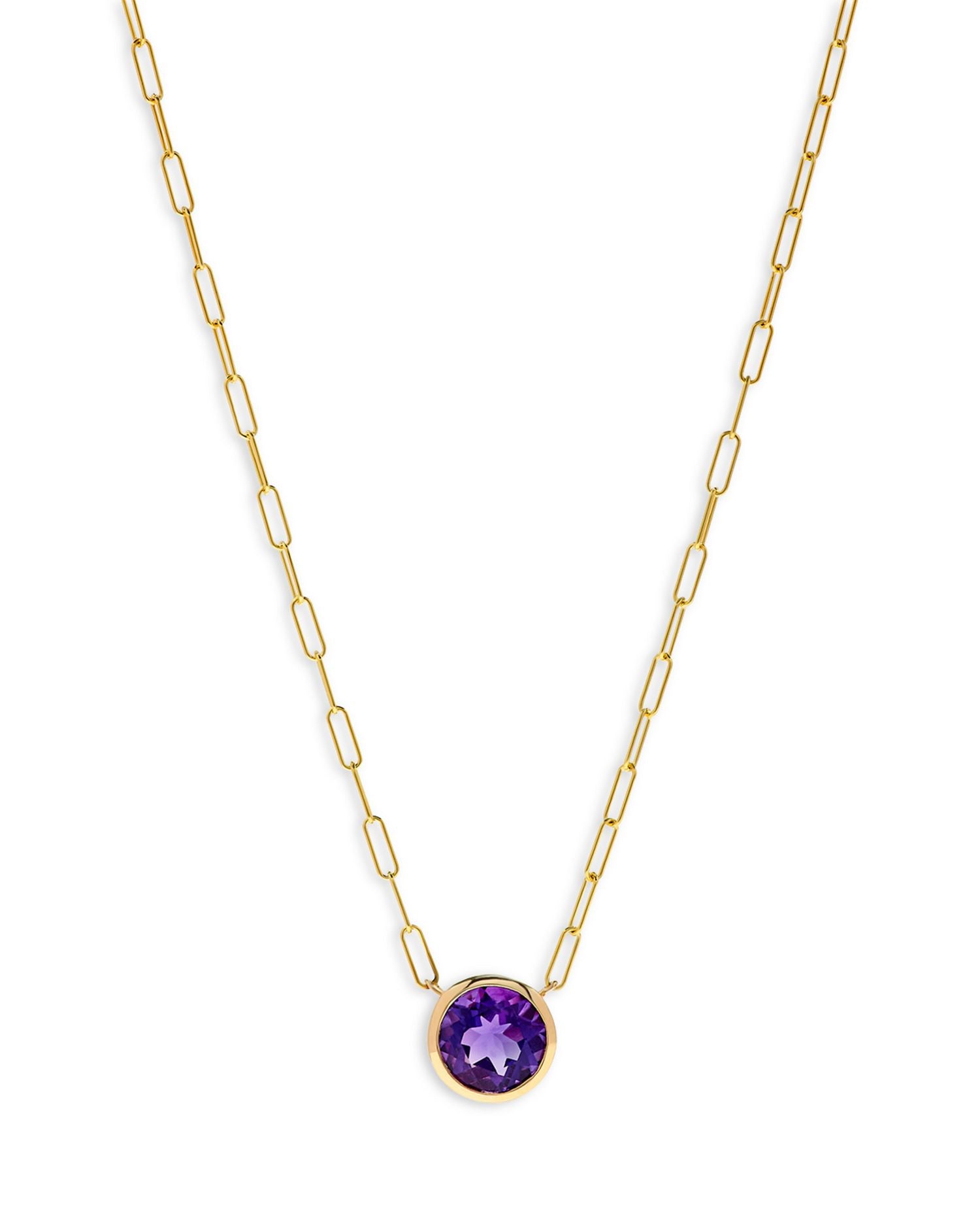 Amethyst Pendant Necklace in 14K Yellow Gold
