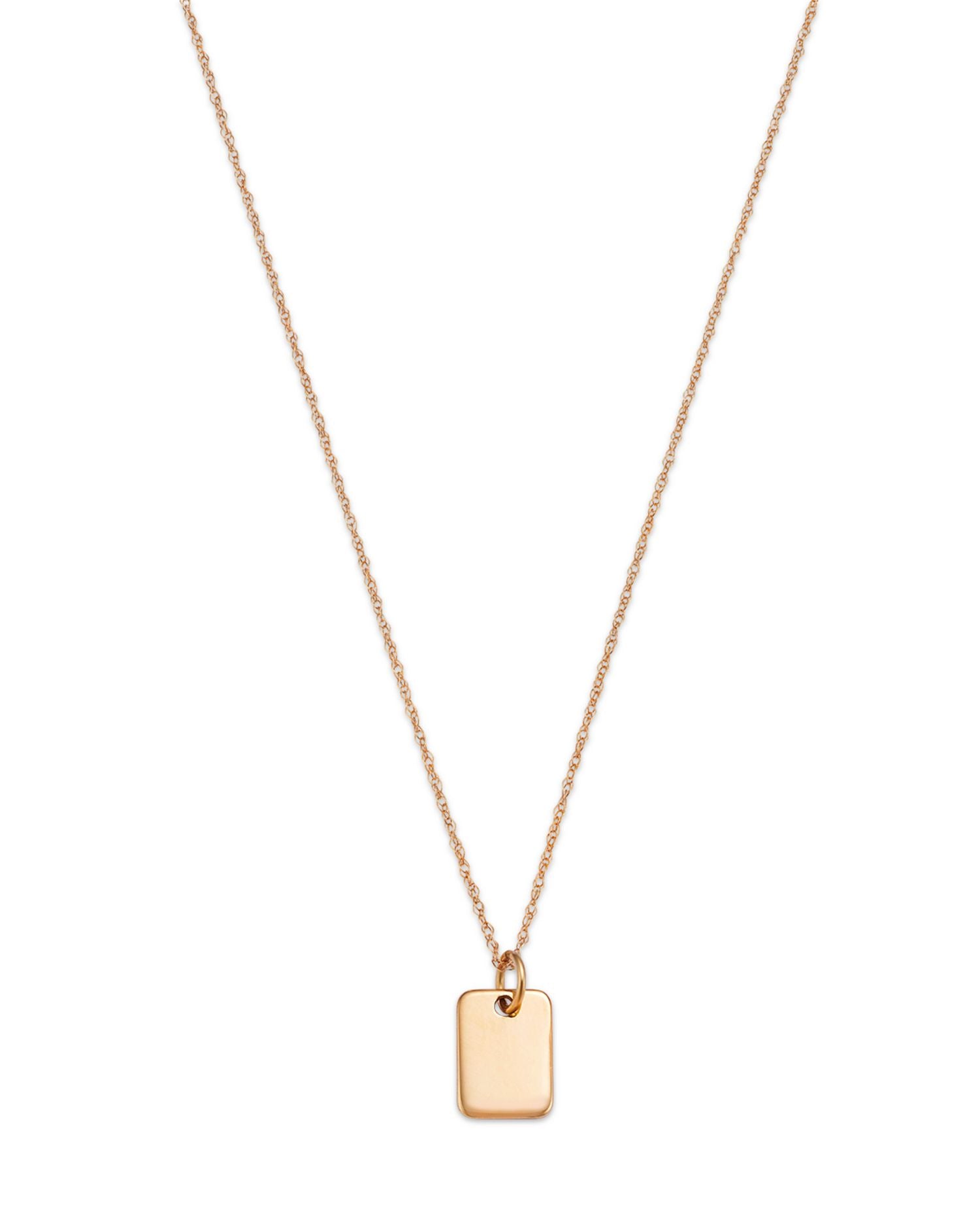 Mini Dog Tag Pendant Necklace in 14K Yellow Gold, 18'