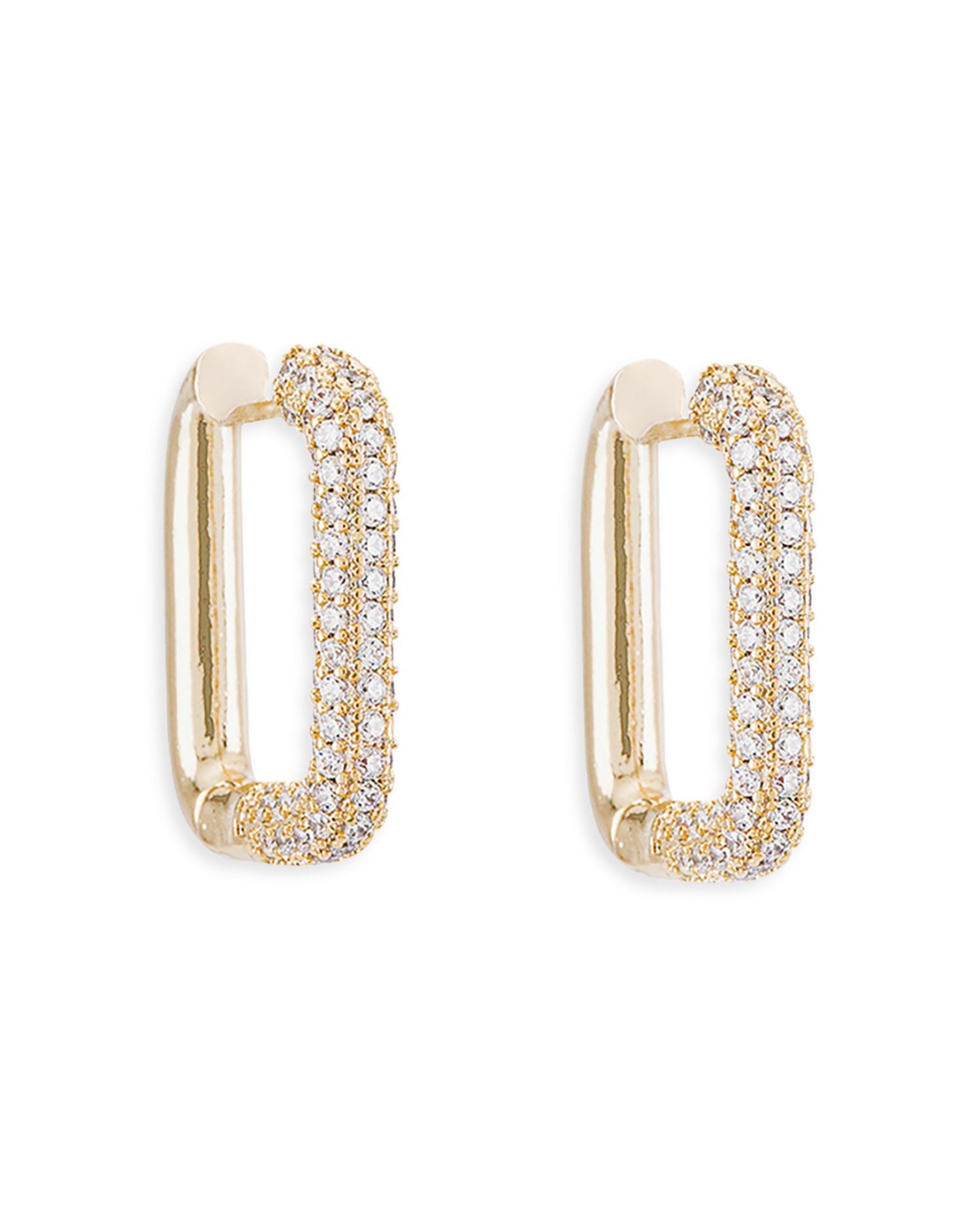 Pavé Squared Oval Hoop Earrings