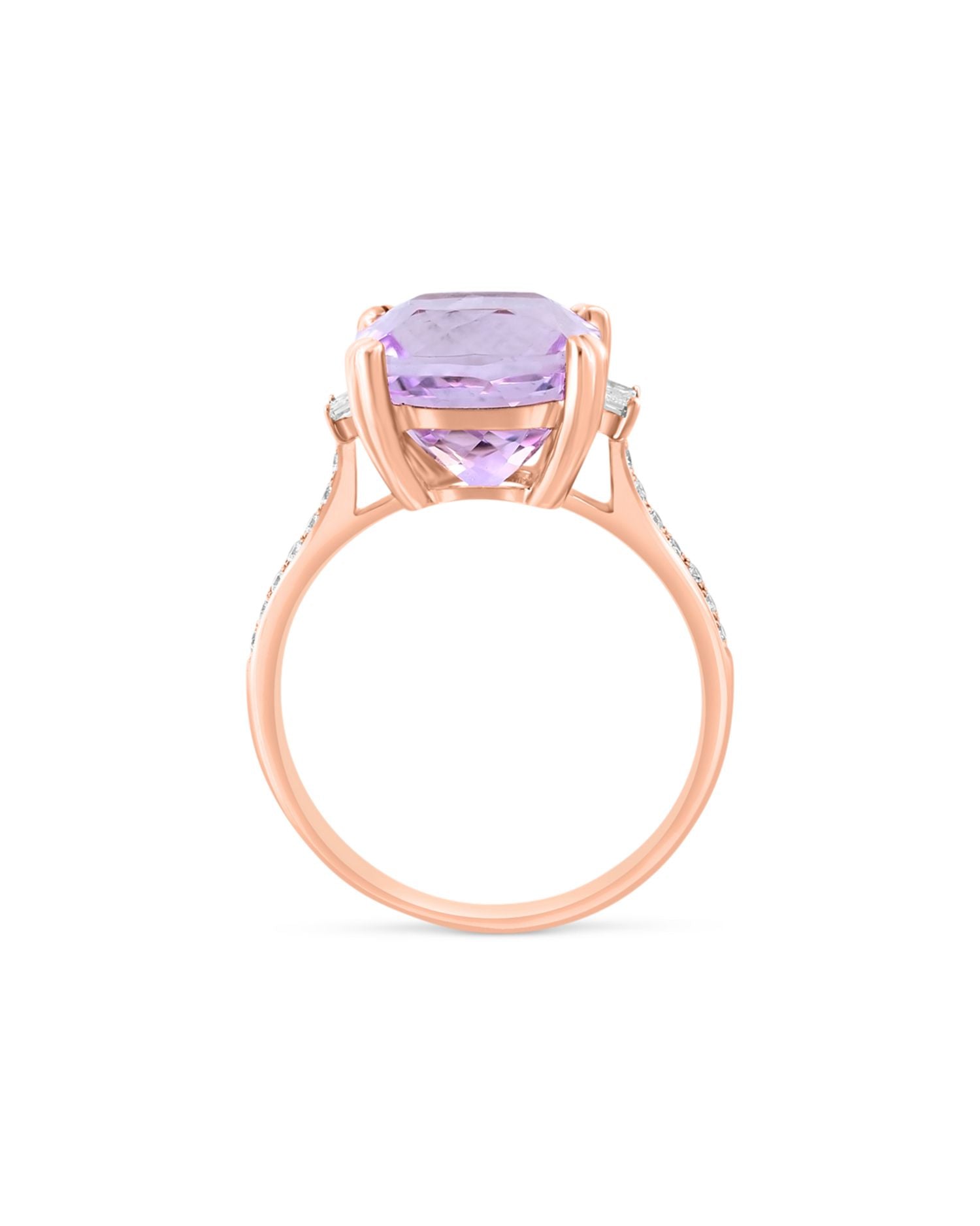 Kunzite & Diamond Ring in 14K Rose Gold