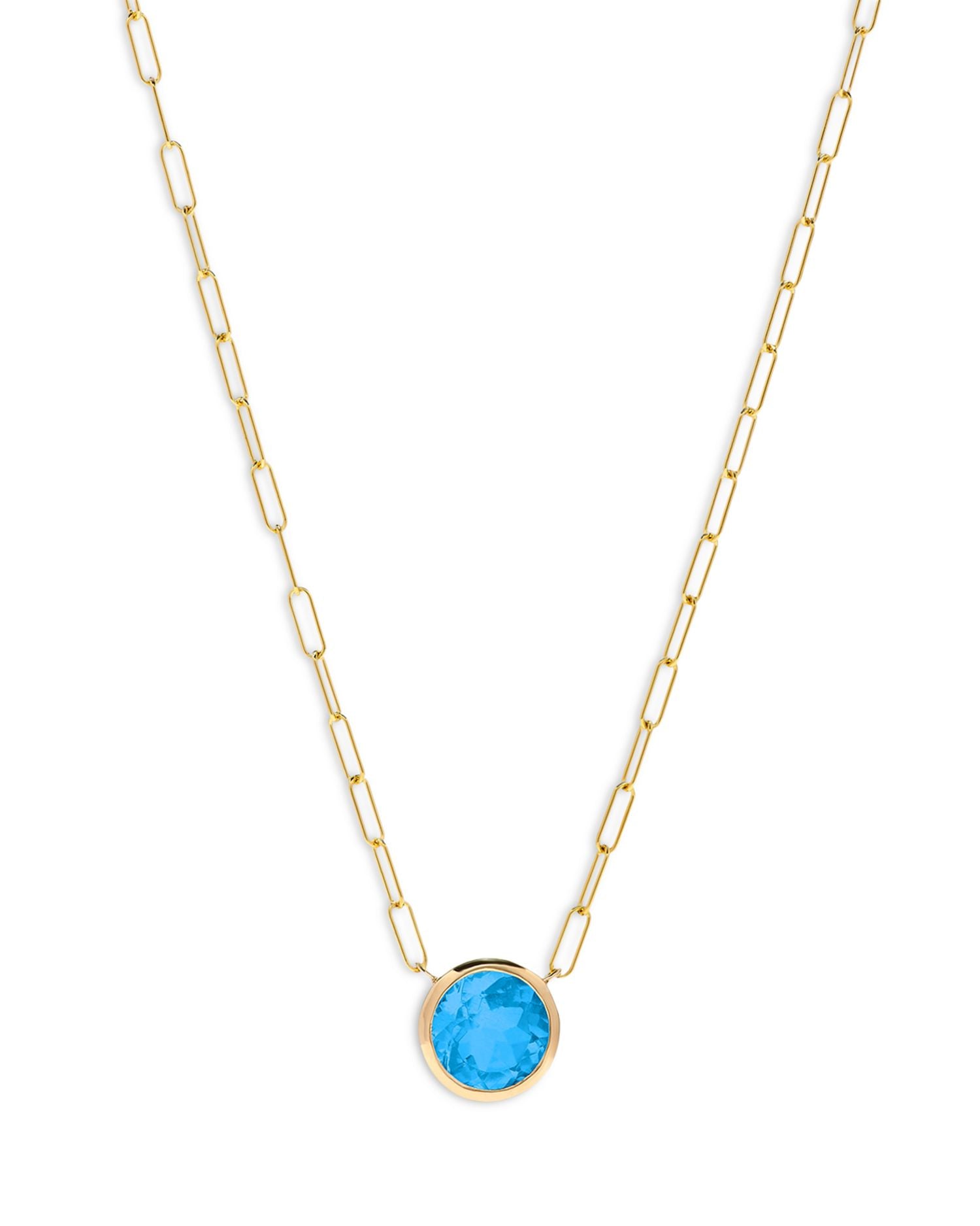 Blue Topaz Pendant Necklace in 14K Yellow Gold, 16' - Exclusive