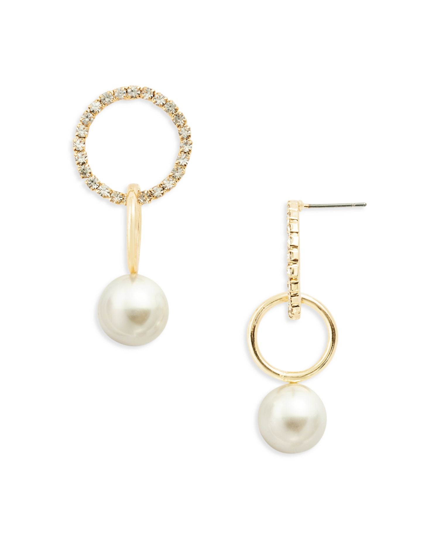 Crystal & Imitation Pearl Drop Earrings, 0.8'L - Exclusive